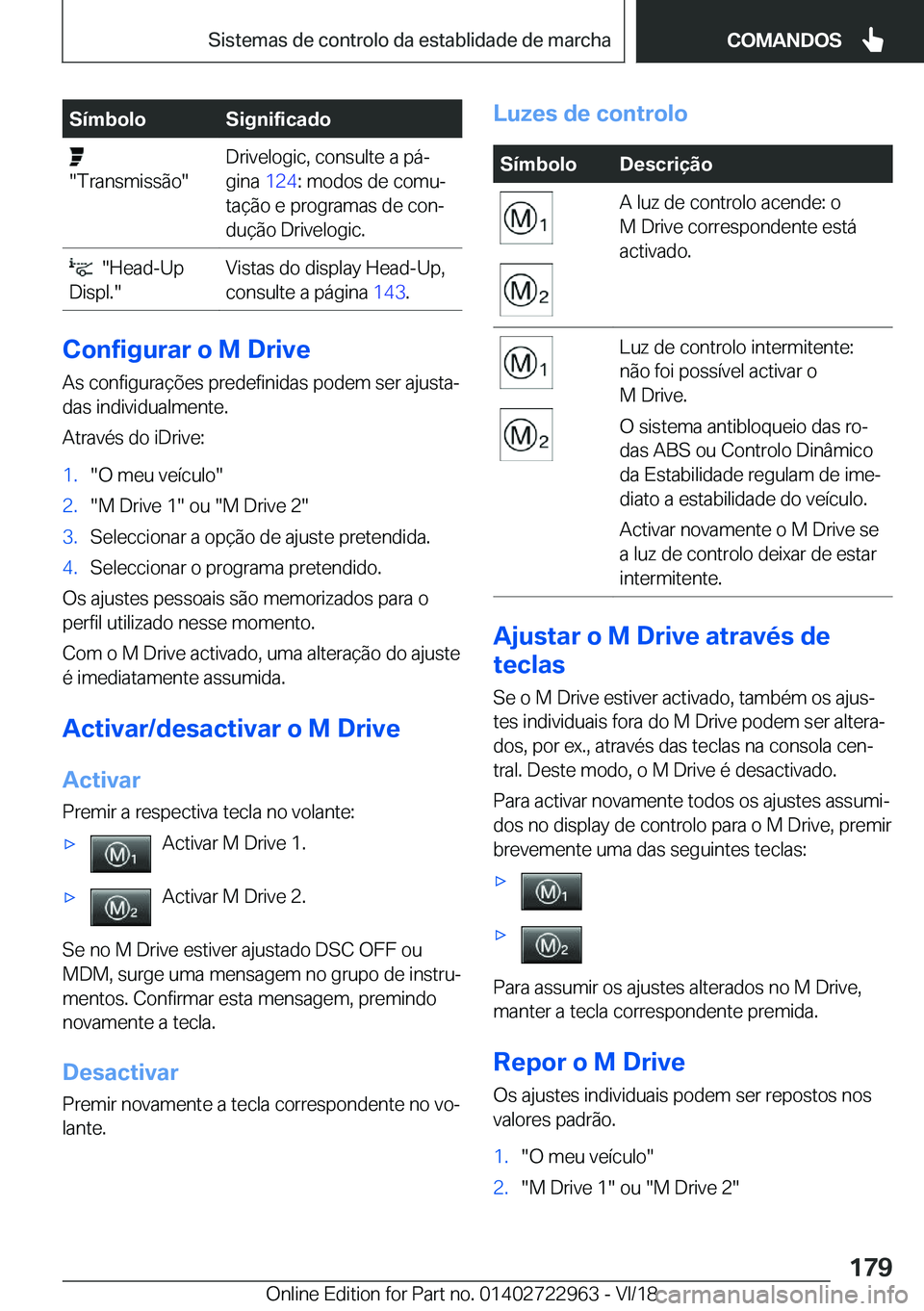 BMW M4 2019  Manual do condutor (in Portuguese) �S�