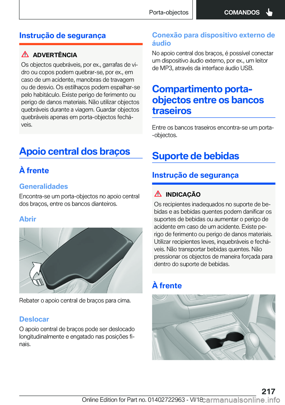 BMW M4 2019  Manual do condutor (in Portuguese) �I�n�s�t�r�u�