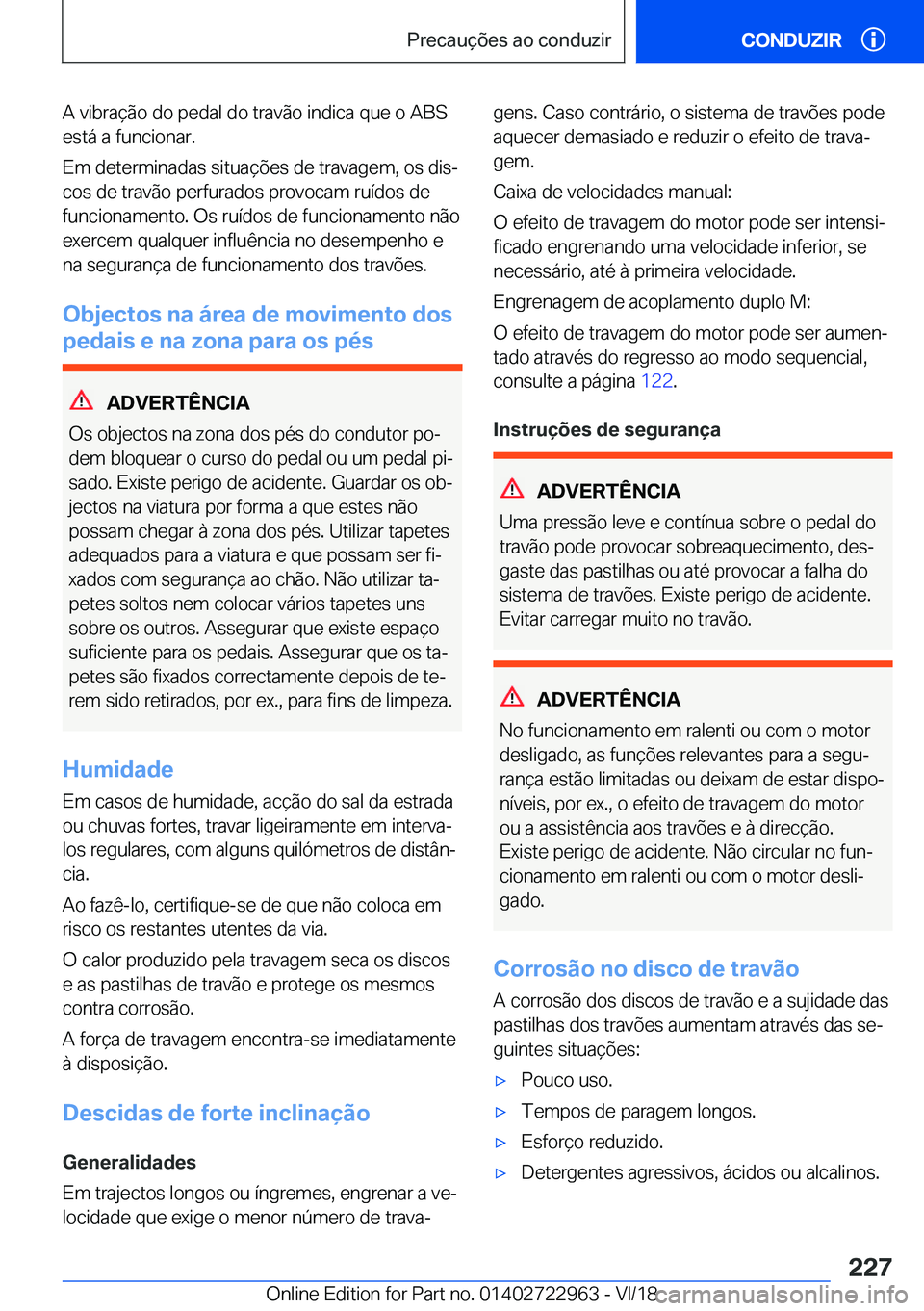 BMW M4 2019  Manual do condutor (in Portuguese) �A��v�i�b�r�a�