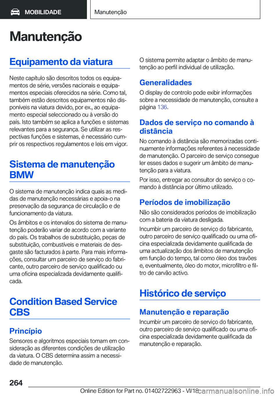 BMW M4 2019  Manual do condutor (in Portuguese) �M�a�n�u�t�e�n�