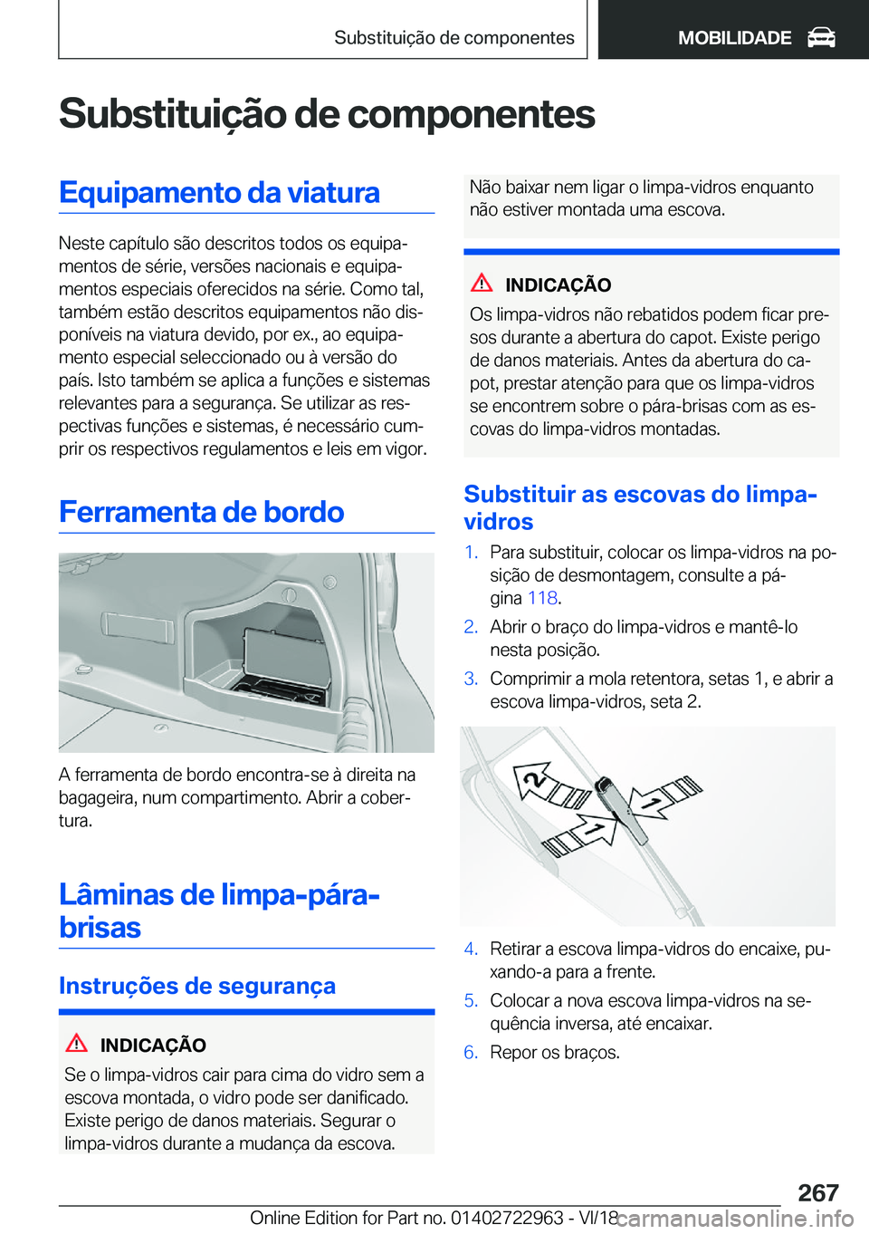 BMW M4 2019  Manual do condutor (in Portuguese) �S�u�b�s�t�i�t�u�i�