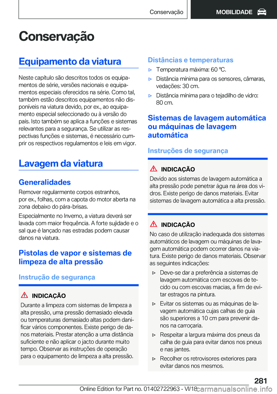 BMW M4 2019  Manual do condutor (in Portuguese) �C�o�n�s�e�r�v�a�