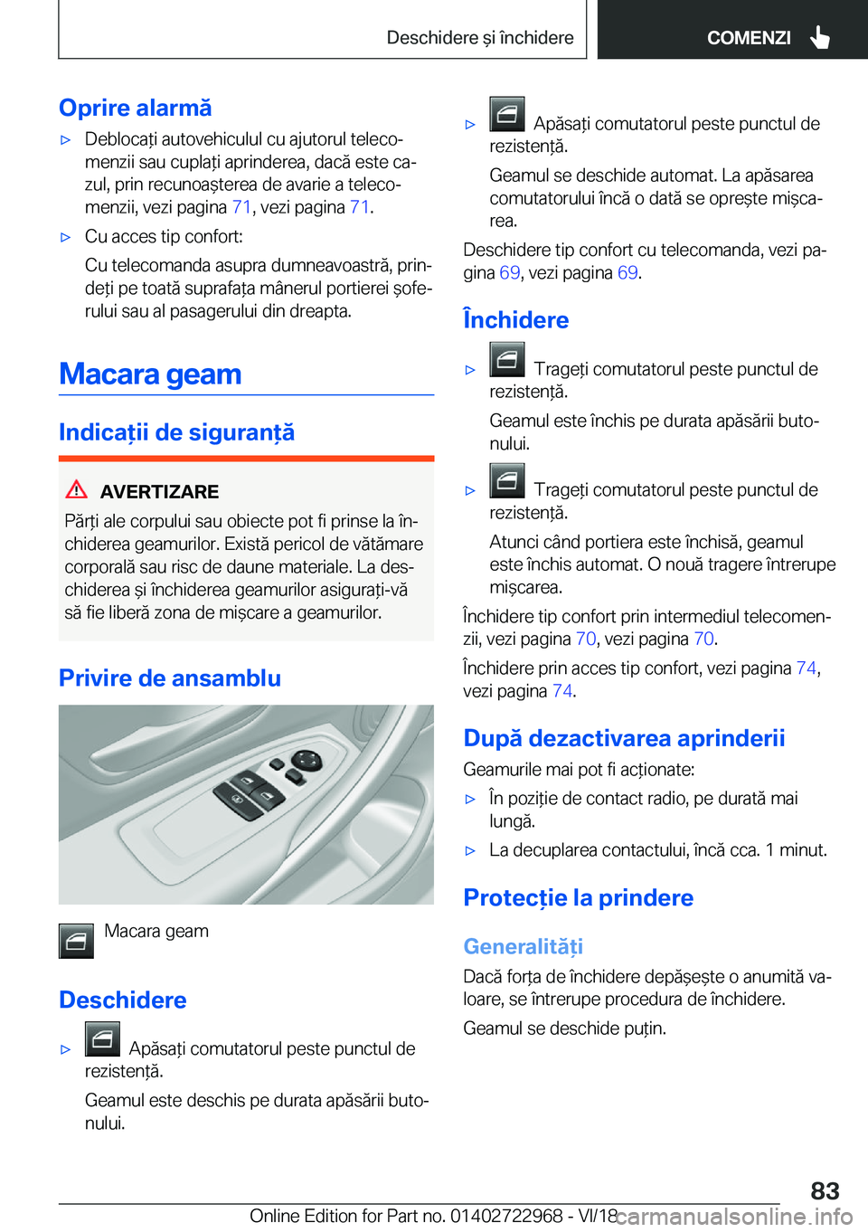 BMW M4 2019  Ghiduri De Utilizare (in Romanian) �O�p�r�i�r�e��a�l�a�r�m�