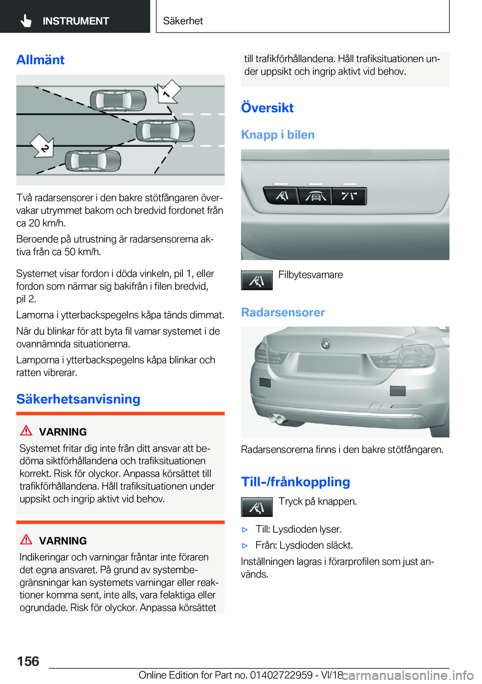 BMW M4 2019  InstruktionsbÖcker (in Swedish) �A�l�l�m�ä�n�t
�T�v�å��r�a�d�a�r�s�e�n�s�o�r�e�r��i��d�e�n��b�a�k�r�e��s�t�