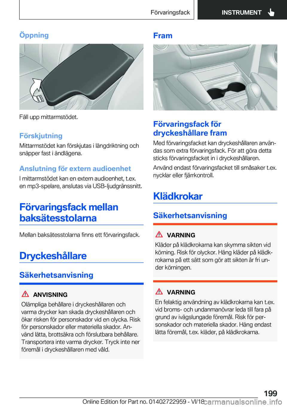 BMW M4 2019  InstruktionsbÖcker (in Swedish) �