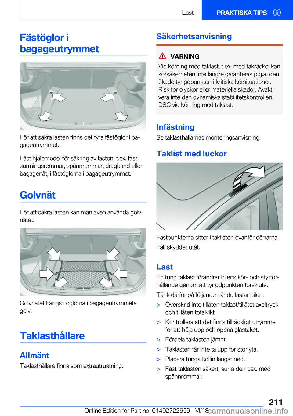 BMW M4 2019  InstruktionsbÖcker (in Swedish) �F�ä�s�t�