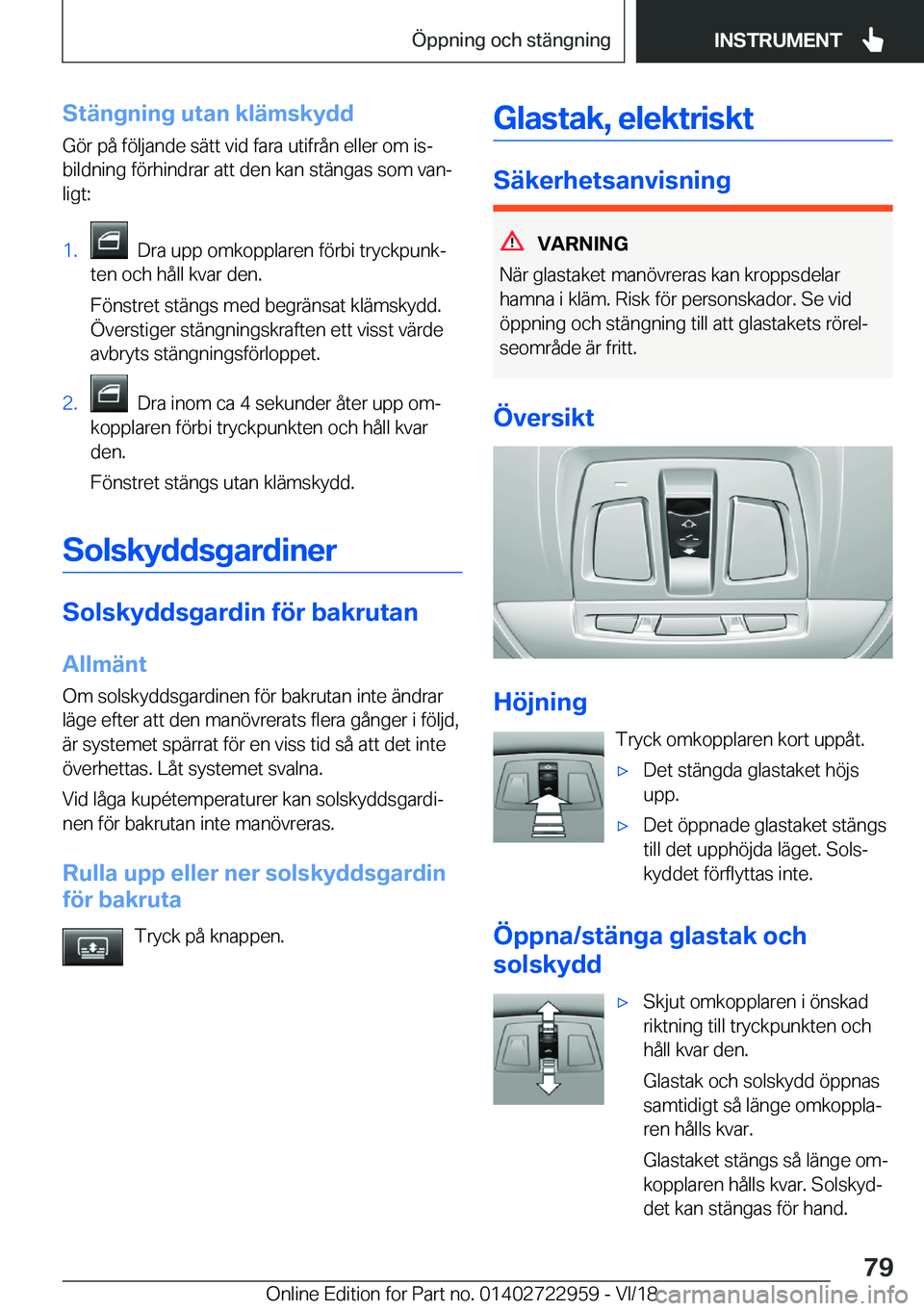 BMW M4 2019  InstruktionsbÖcker (in Swedish) �S�t�ä�n�g�n�i�n�g��u�t�a�n��k�l�ä�m�s�k�y�d�d�G�