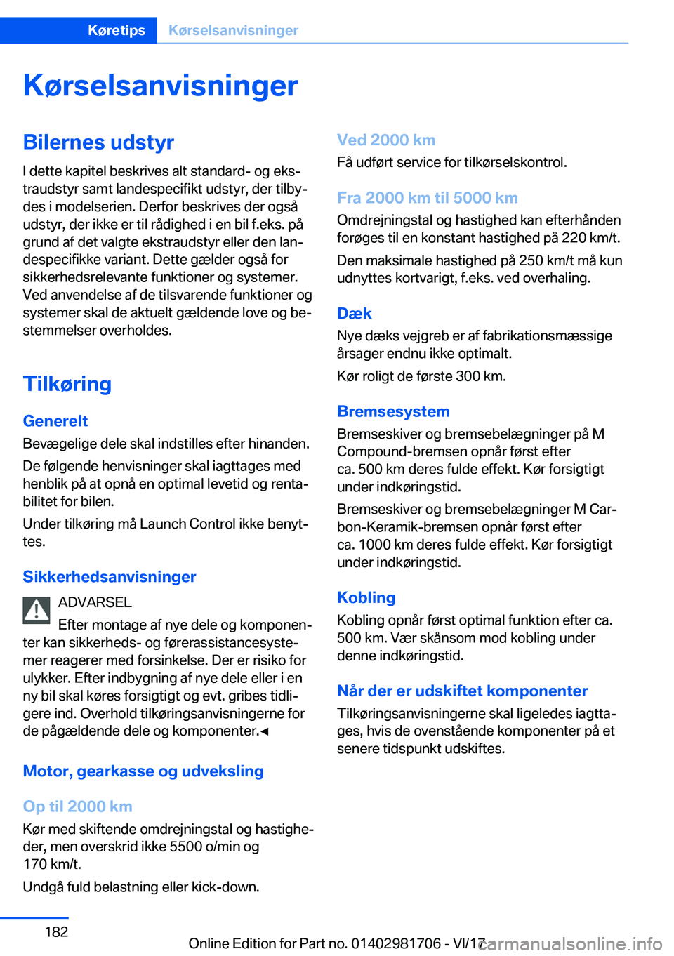 BMW M4 2018  InstruktionsbØger (in Danish) �K�