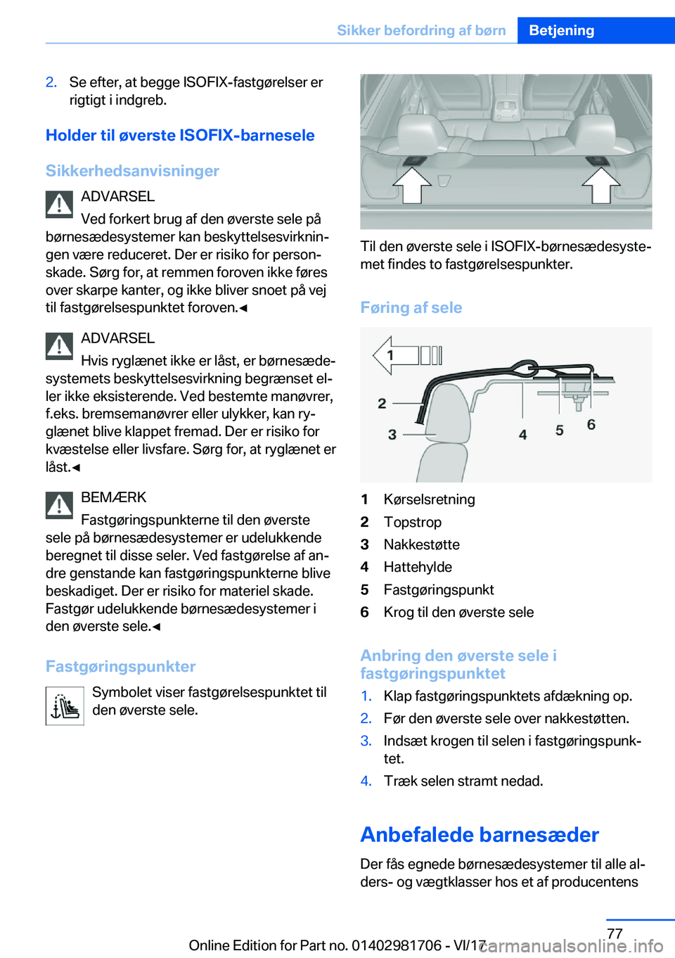 BMW M4 2018  InstruktionsbØger (in Danish) �2�.�S�e� �e�f�t�e�r�,� �a�t� �b�e�g�g�e� �I�S�O�F�I�X�-�f�a�s�t�g�