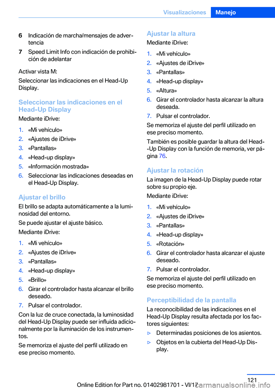 BMW M4 2018  Manuales de Empleo (in Spanish) �6�I�n�d�i�c�a�c�i�
