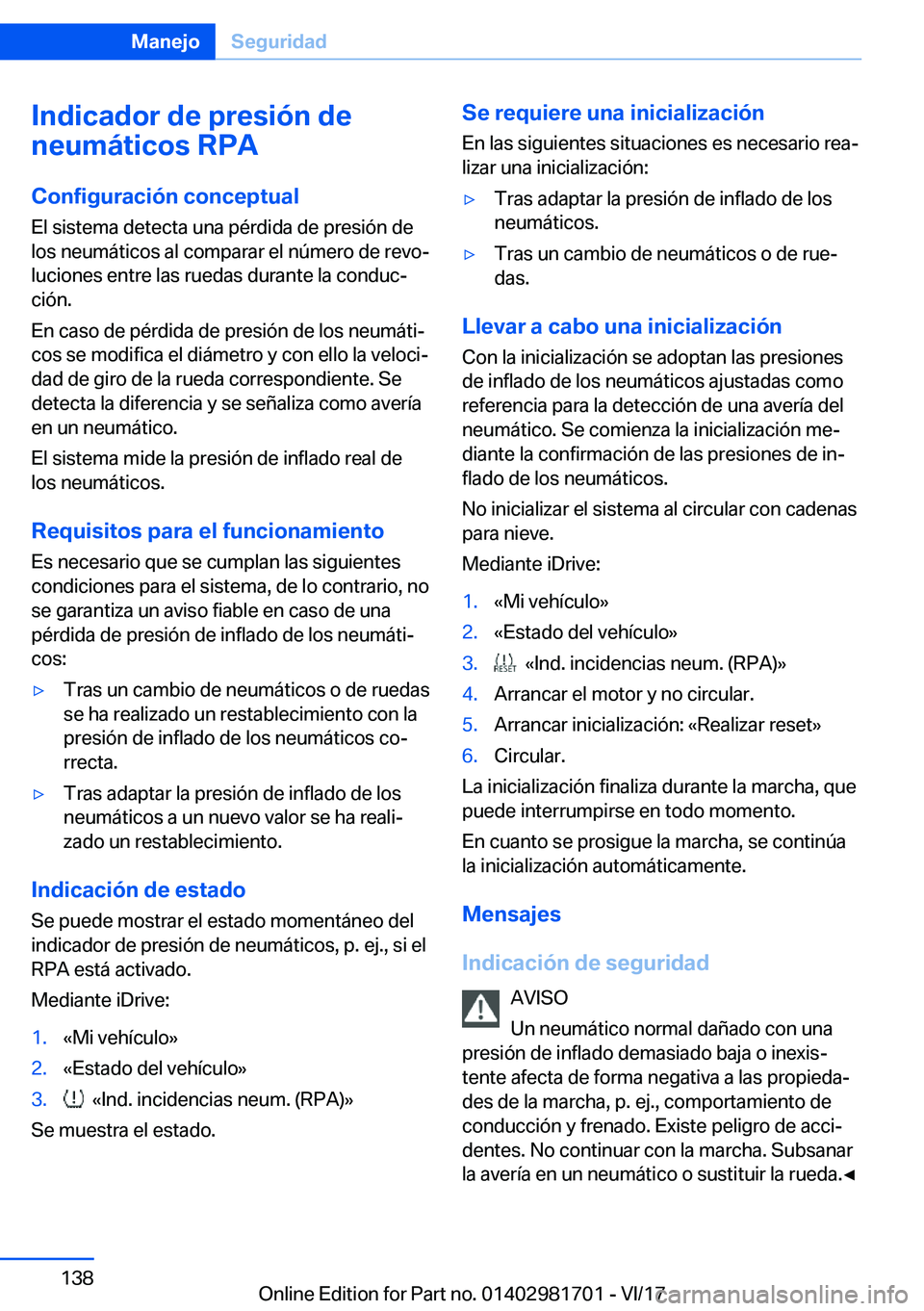 BMW M4 2018  Manuales de Empleo (in Spanish) �I�n�d�i�c�a�d�o�r��d�e��p�r�e�s�i�
