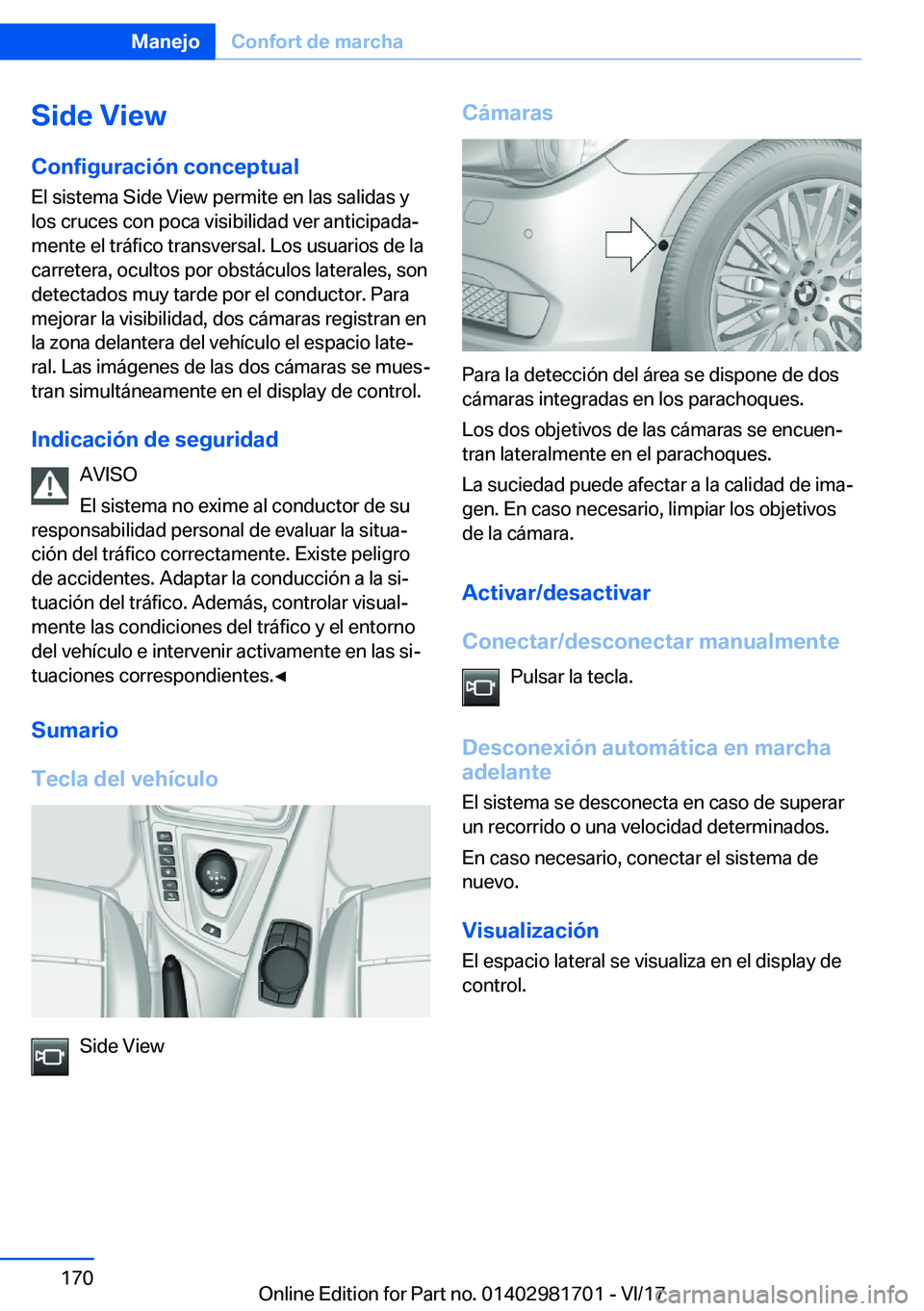 BMW M4 2018  Manuales de Empleo (in Spanish) �S�i�d�e��V�i�e�w�C�o�n�f�i�g�u�r�a�c�i�