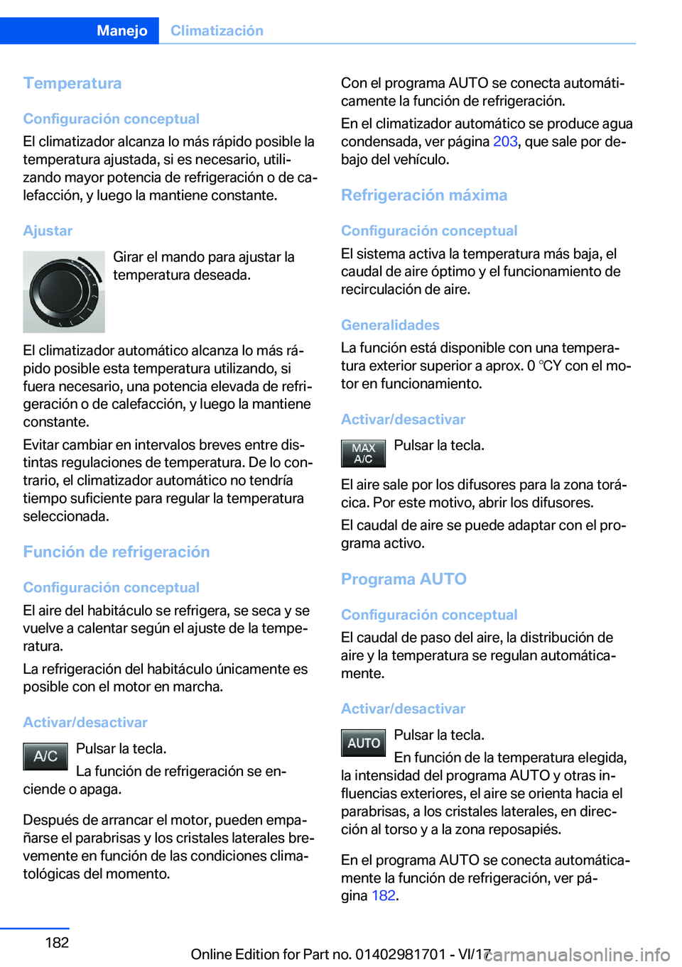 BMW M4 2018  Manuales de Empleo (in Spanish) �T�e�m�p�e�r�a�t�u�r�a
�C�o�n�f�i�g�u�r�a�c�i�