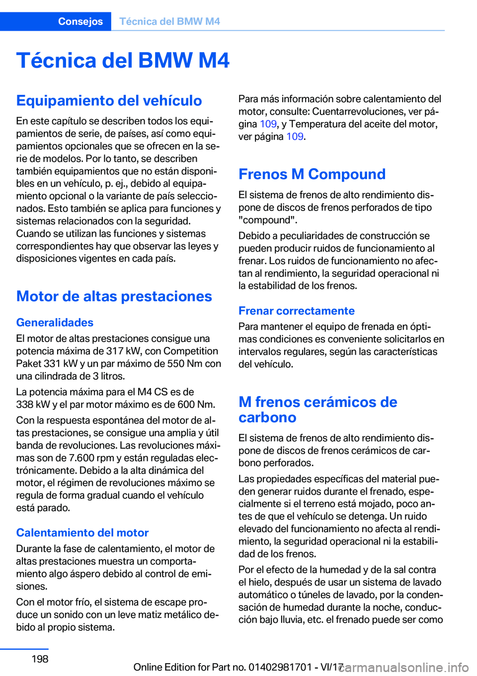 BMW M4 2018  Manuales de Empleo (in Spanish) �T�