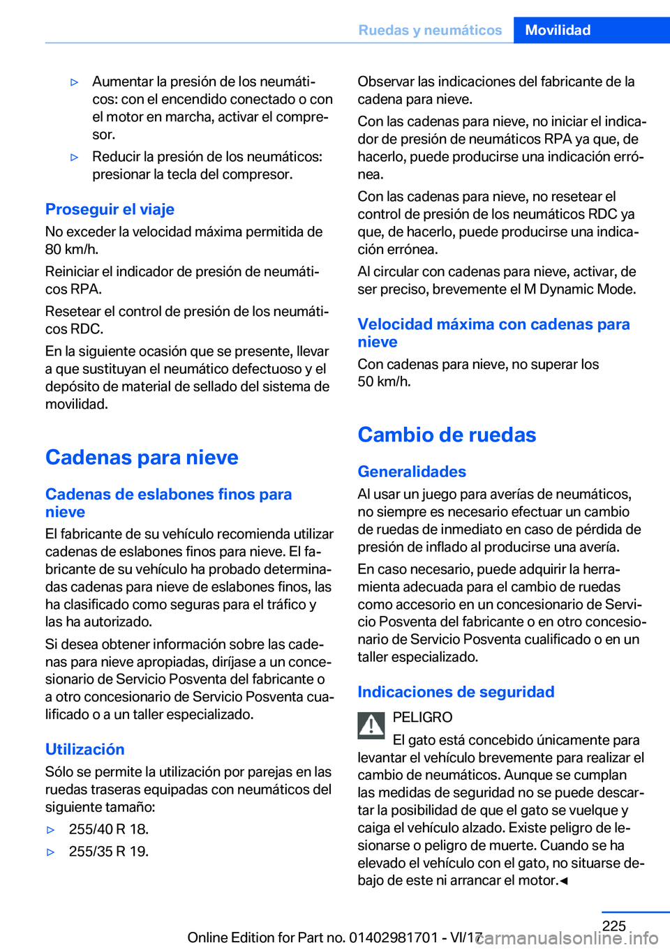 BMW M4 2018  Manuales de Empleo (in Spanish) y�A�u�m�e�n�t�a�r� �l�a� �p�r�e�s�i�