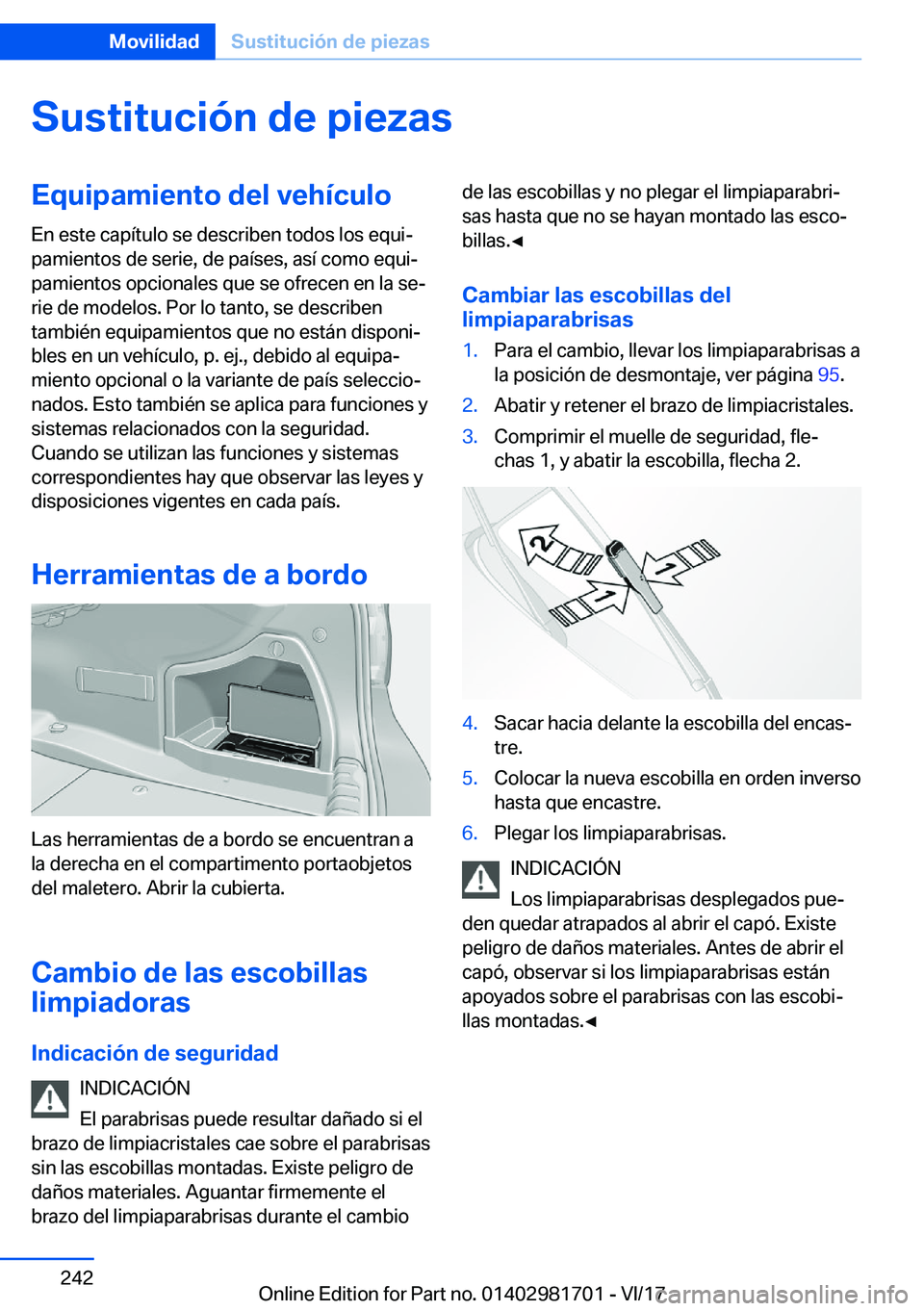 BMW M4 2018  Manuales de Empleo (in Spanish) �S�u�s�t�i�t�u�c�i�