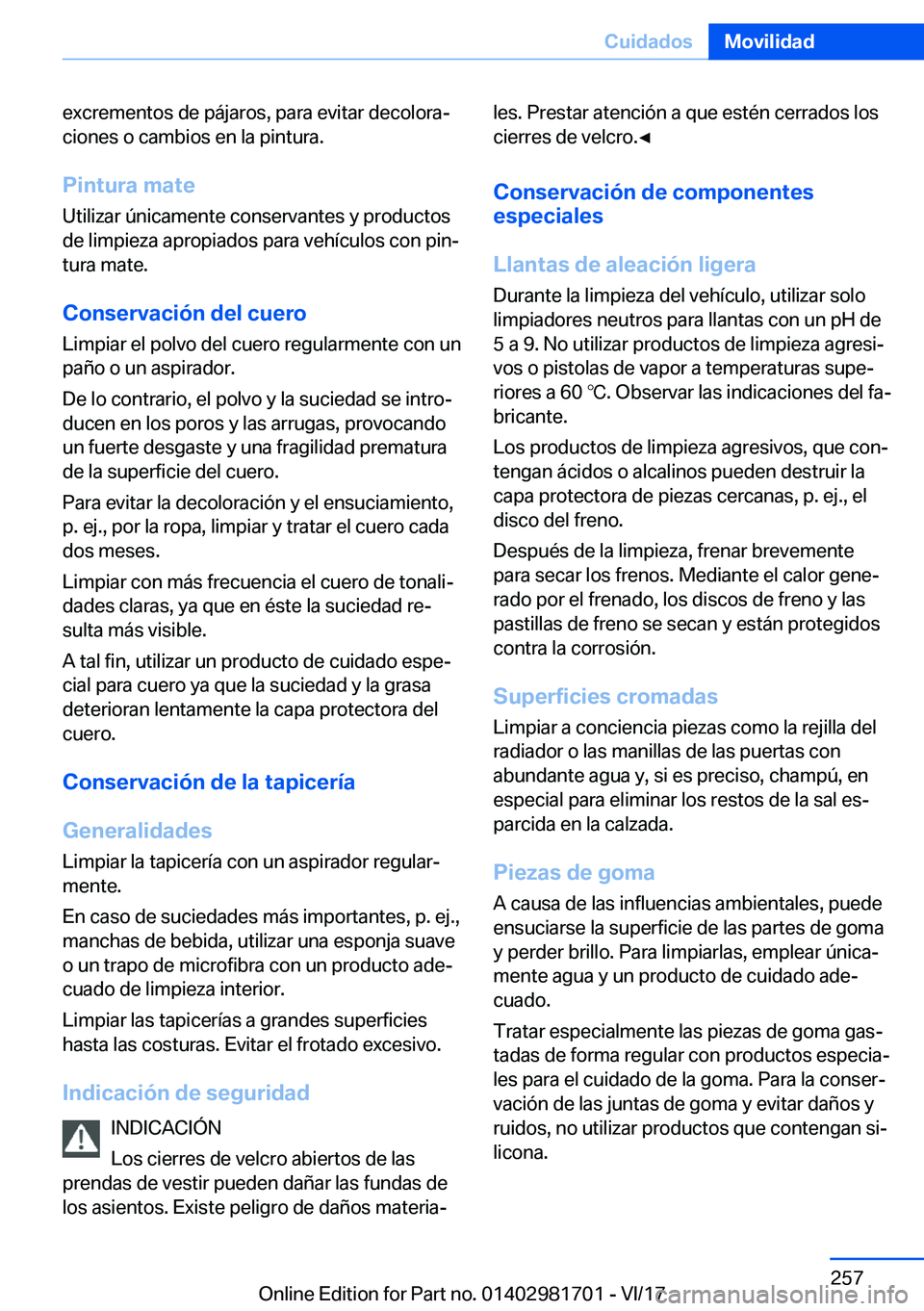 BMW M4 2018  Manuales de Empleo (in Spanish) �e�x�c�r�e�m�e�n�t�o�s� �d�e� �p�