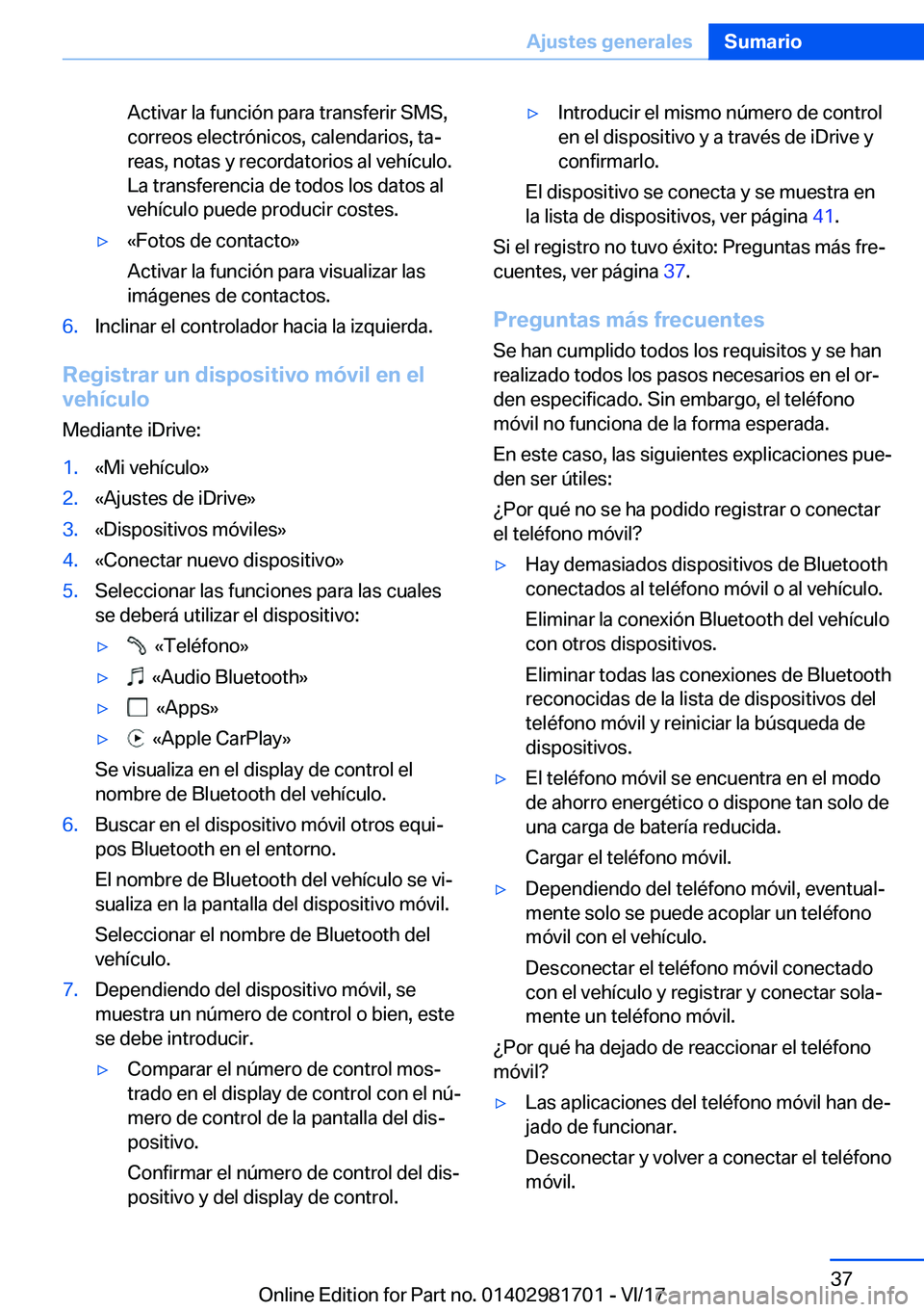 BMW M4 2018  Manuales de Empleo (in Spanish) �A�c�t�i�v�a�r� �l�a� �f�u�n�c�i�