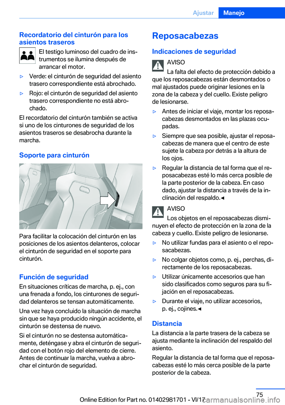 BMW M4 2018  Manuales de Empleo (in Spanish) �R�e�c�o�r�d�a�t�o�r�i�o��d�e�l��c�i�n�t�u�r�