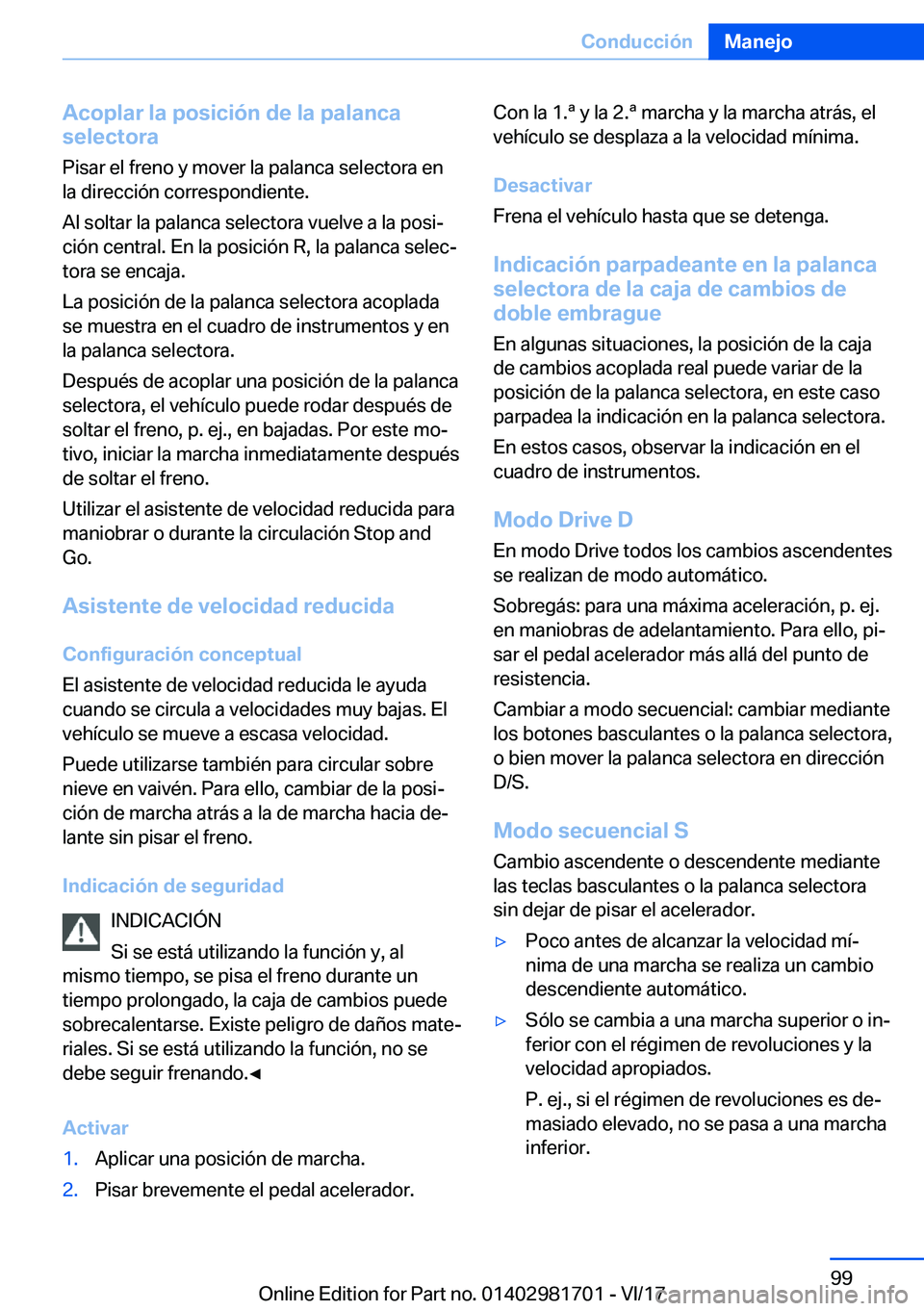 BMW M4 2018  Manuales de Empleo (in Spanish) �A�c�o�p�l�a�r��l�a��p�o�s�i�c�i�