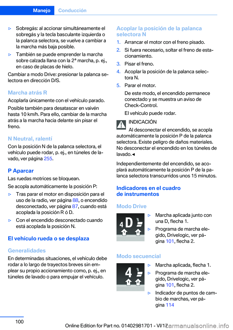 BMW M4 2018  Manuales de Empleo (in Spanish) y�S�o�b�r�e�g�