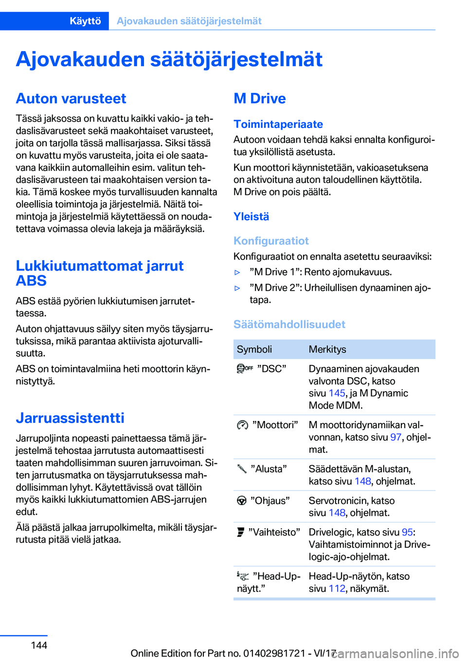 BMW M4 2018  Omistajan Käsikirja (in Finnish) �A�j�o�v�a�k�a�u�d�e�n��s�