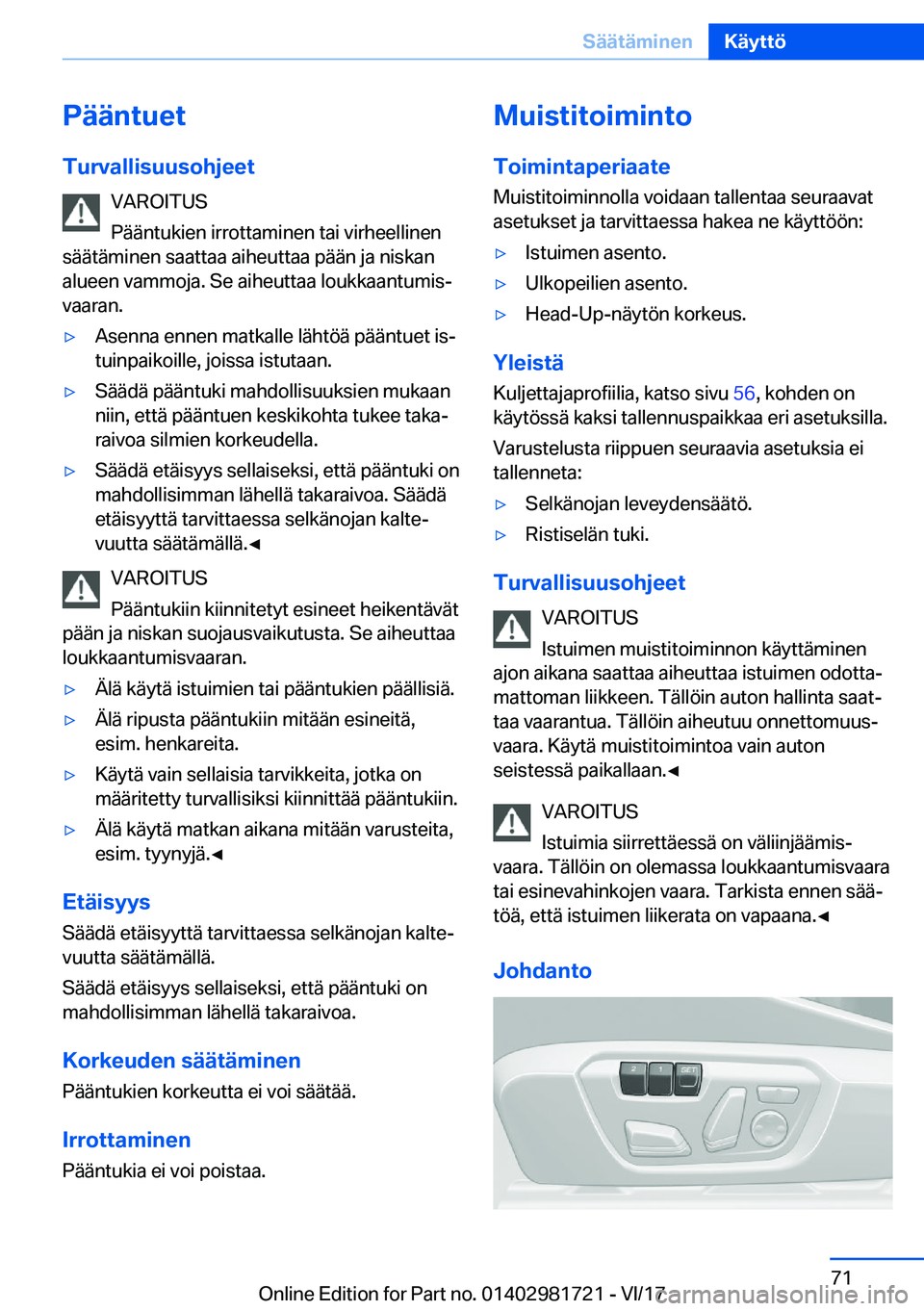 BMW M4 2018  Omistajan Käsikirja (in Finnish) �P�