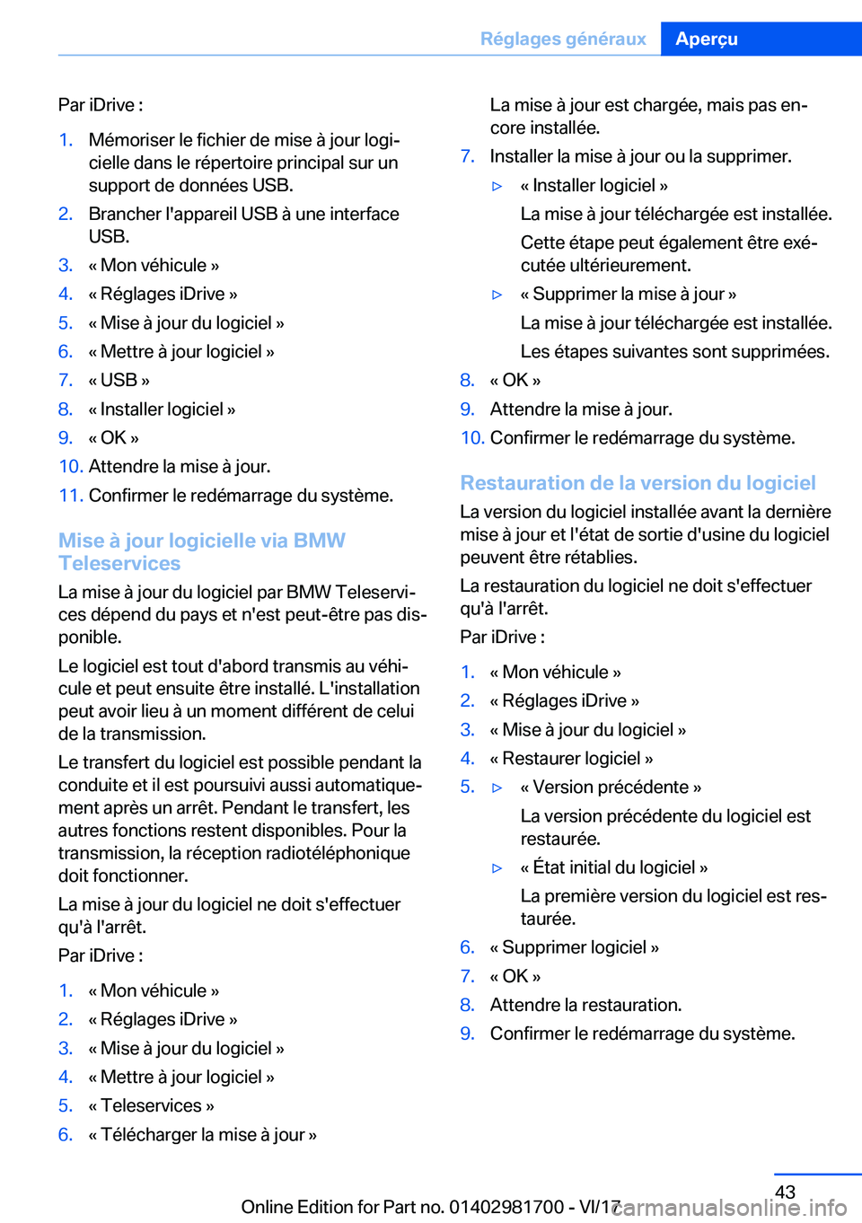 BMW M4 2018  Notices Demploi (in French) �P�a�r� �i�D�r�i�v�e� �:�1�.�M�é�m�o�r�i�s�e�r� �l�e� �f�i�c�h�i�e�r� �d�e� �m�i�s�e� �