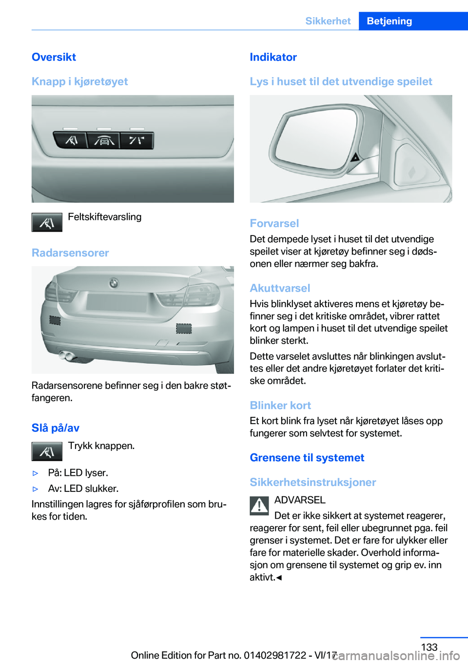 BMW M4 2018  InstruksjonsbØker (in Norwegian) �O�v�e�r�s�i�k�t
�K�n�a�p�p��i��k�j�