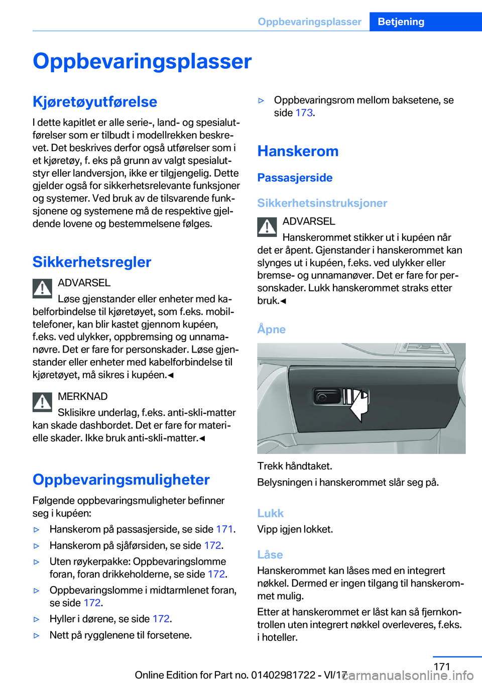 BMW M4 2018  InstruksjonsbØker (in Norwegian) �O�p�p�b�e�v�a�r�i�n�g�s�p�l�a�s�s�e�r�K�j�