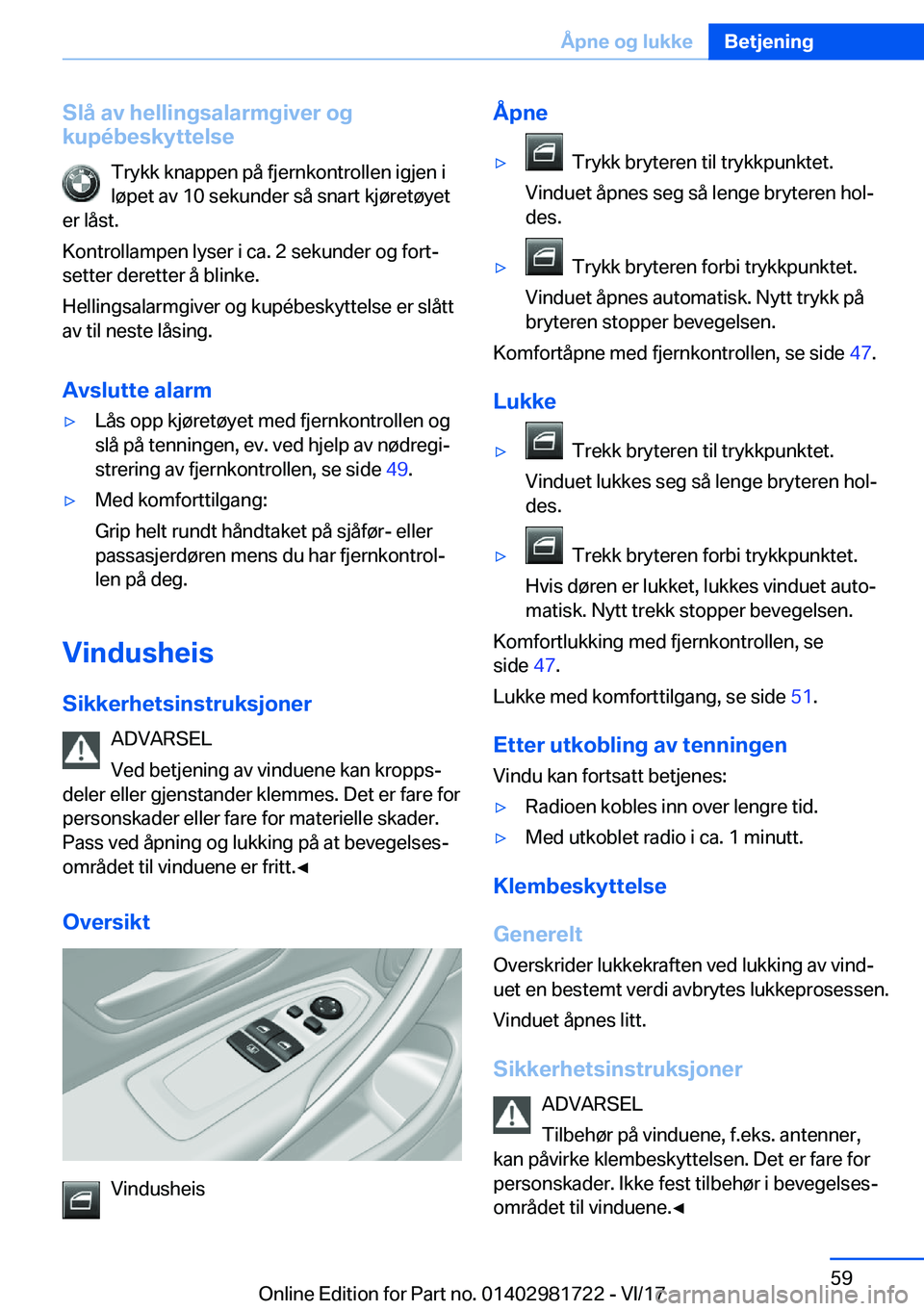 BMW M4 2018  InstruksjonsbØker (in Norwegian) �S�l�å��a�v��h�e�l�l�i�n�g�s�a�l�a�r�m�g�i�v�e�r��o�g
�k�u�p�
