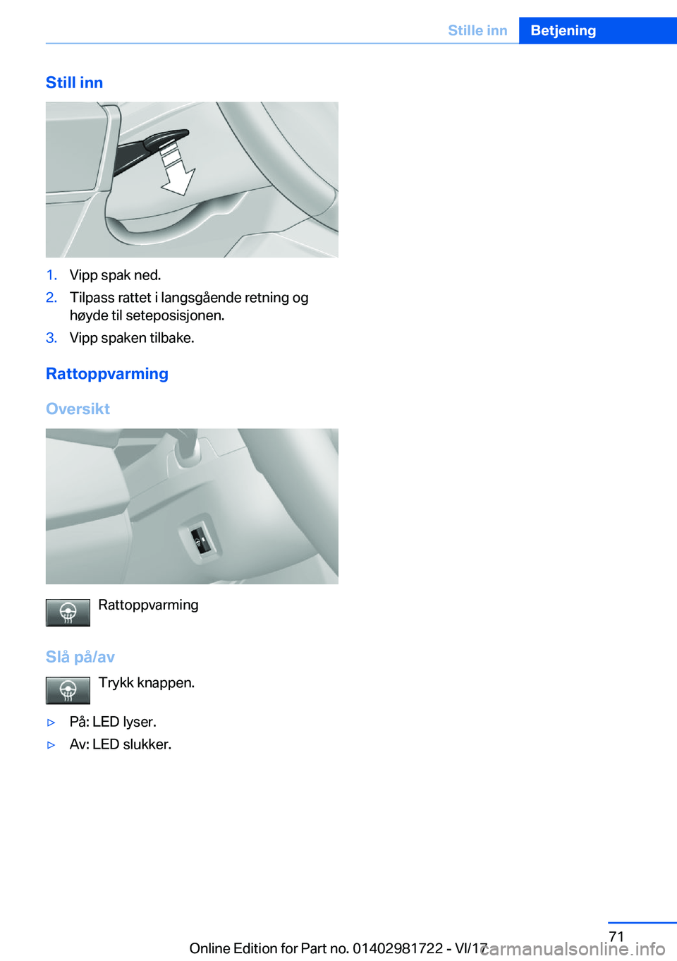 BMW M4 2018  InstruksjonsbØker (in Norwegian) �S�t�i�l�l��i�n�n�1�.�V�i�p�p� �s�p�a�k� �n�e�d�.�2�.�T�i�l�p�a�s�s� �r�a�t�t�e�t� �i� �l�a�n�g�s�g�å�e�n�d�e� �r�e�t�n�i�n�g� �o�g�h�