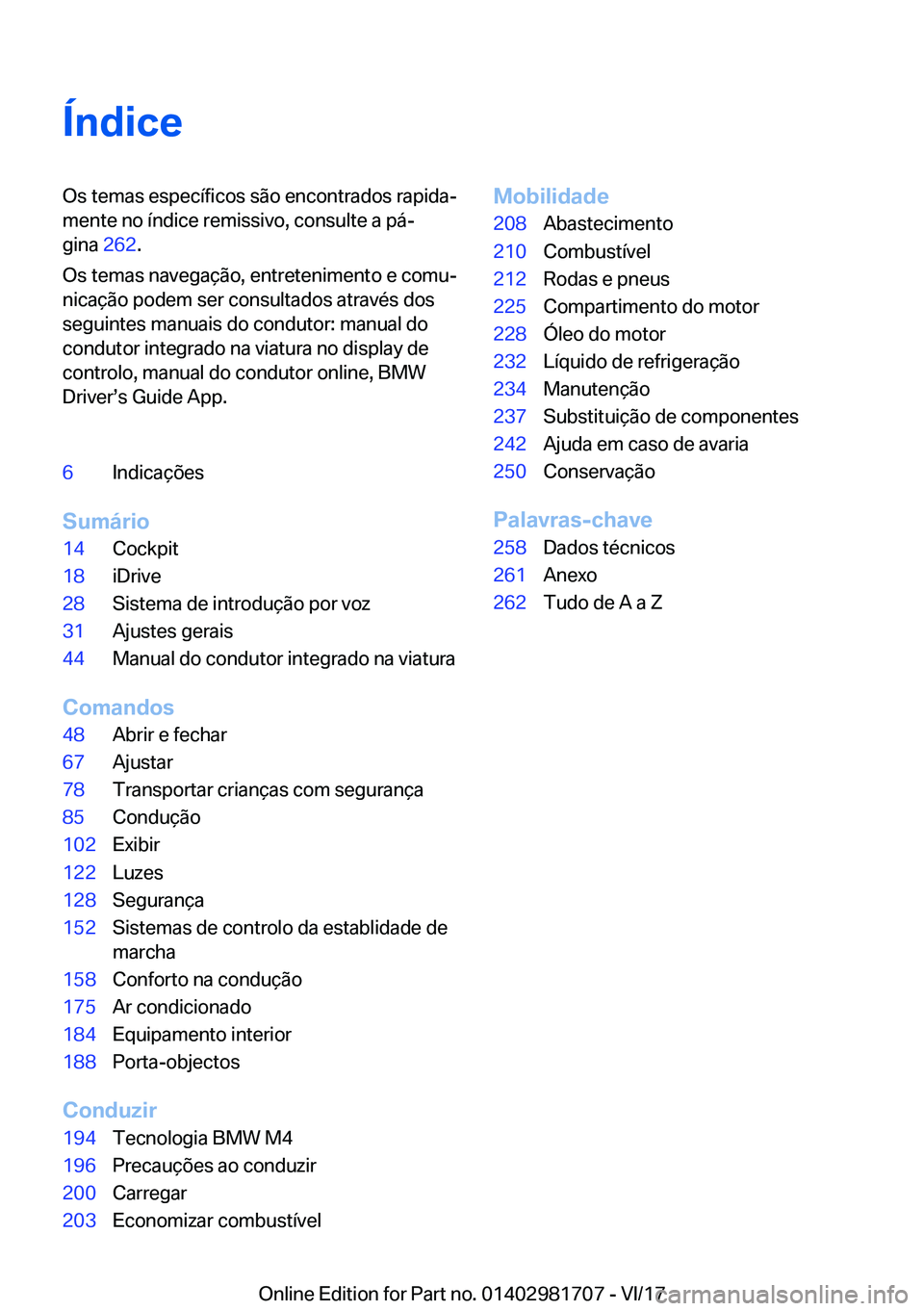 BMW M4 2018  Manual do condutor (in Portuguese) �