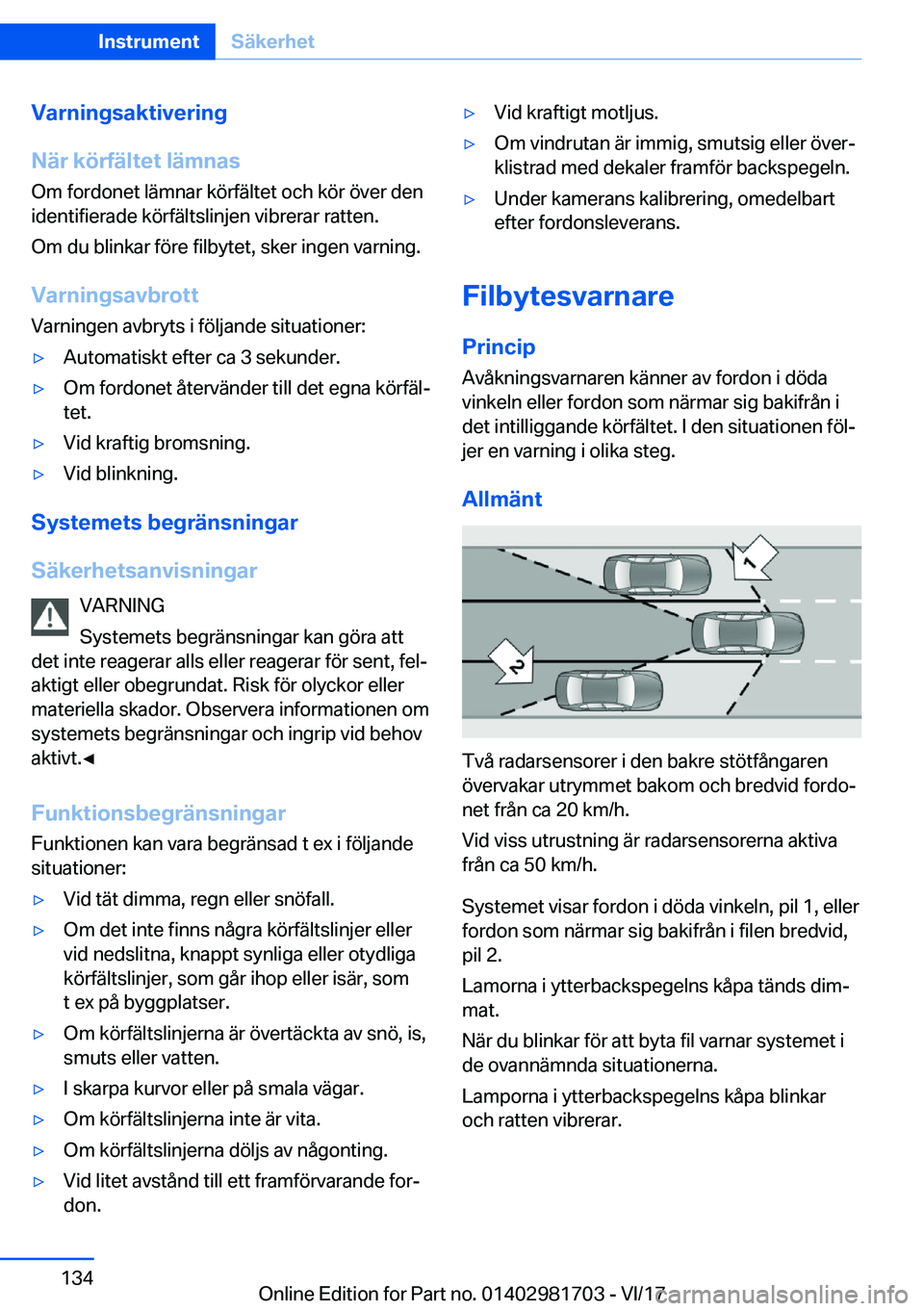 BMW M4 2018  InstruktionsbÖcker (in Swedish) �V�a�r�n�i�n�g�s�a�k�t�i�v�e�r�i�n�g
�N�ä�r��k�