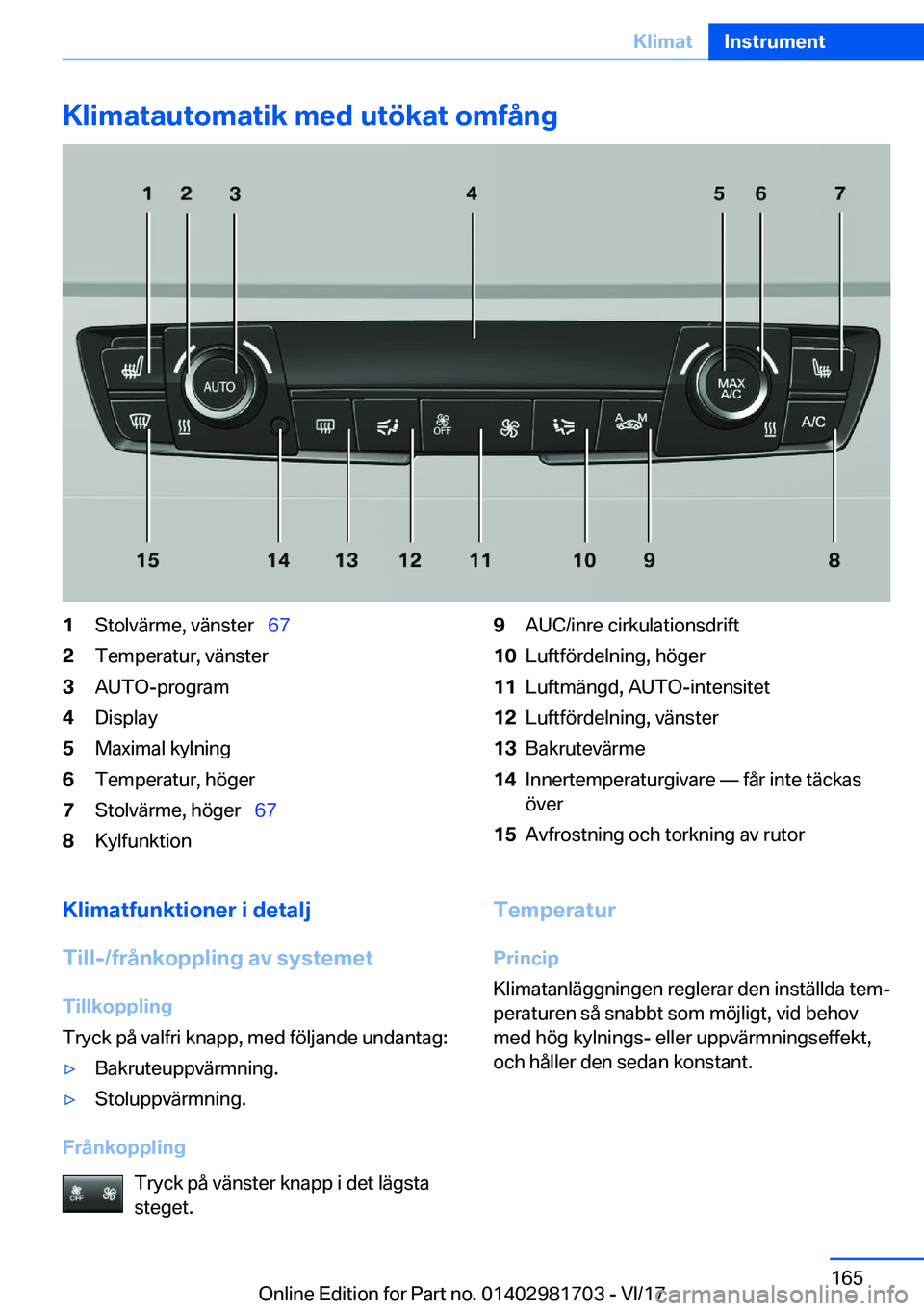 BMW M4 2018  InstruktionsbÖcker (in Swedish) �K�l�i�m�a�t�a�u�t�o�m�a�t�i�k��m�e�d��u�t�