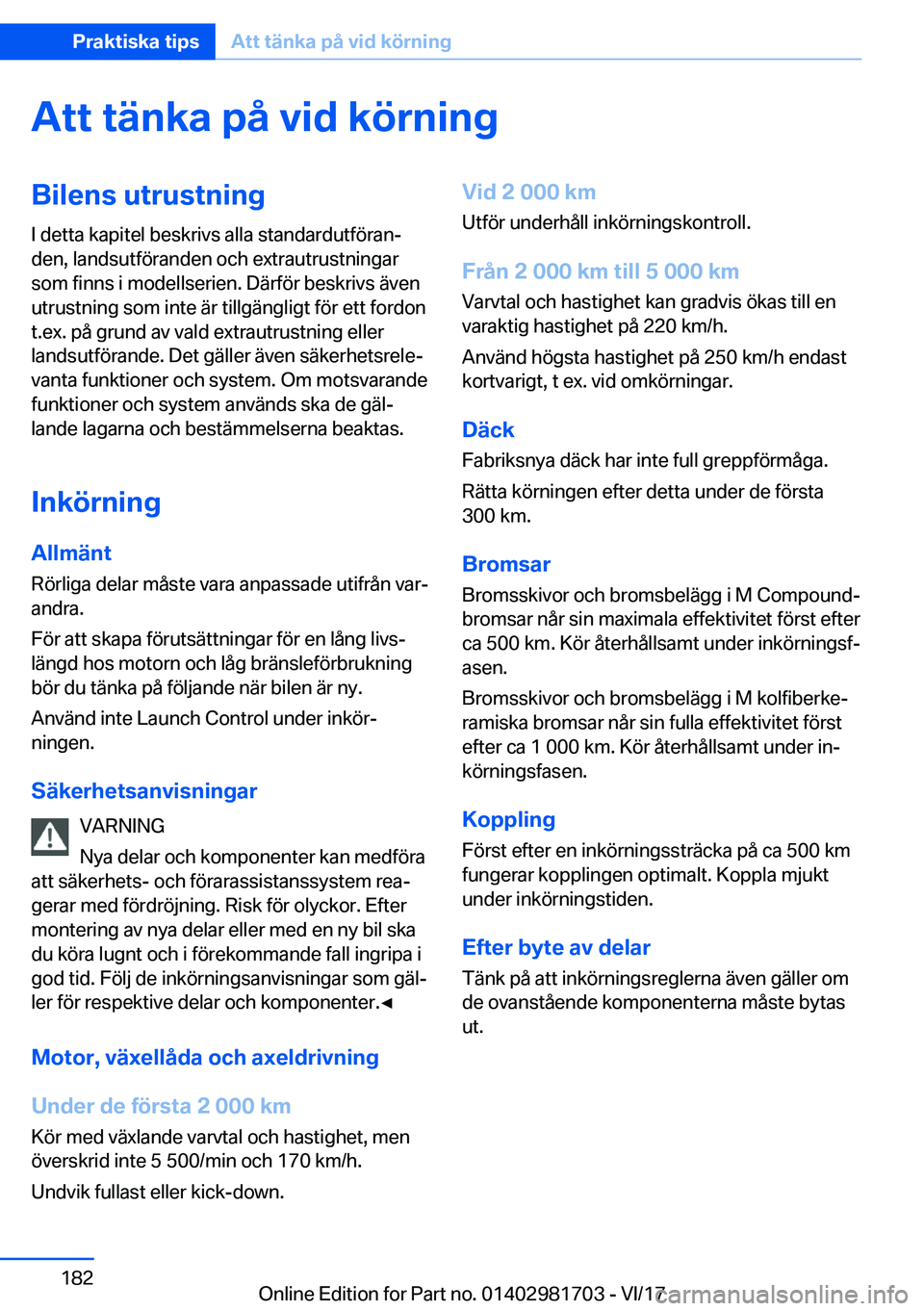 BMW M4 2018  InstruktionsbÖcker (in Swedish) �A�t�t��t�ä�n�k�a��p�å��v�i�d��k�