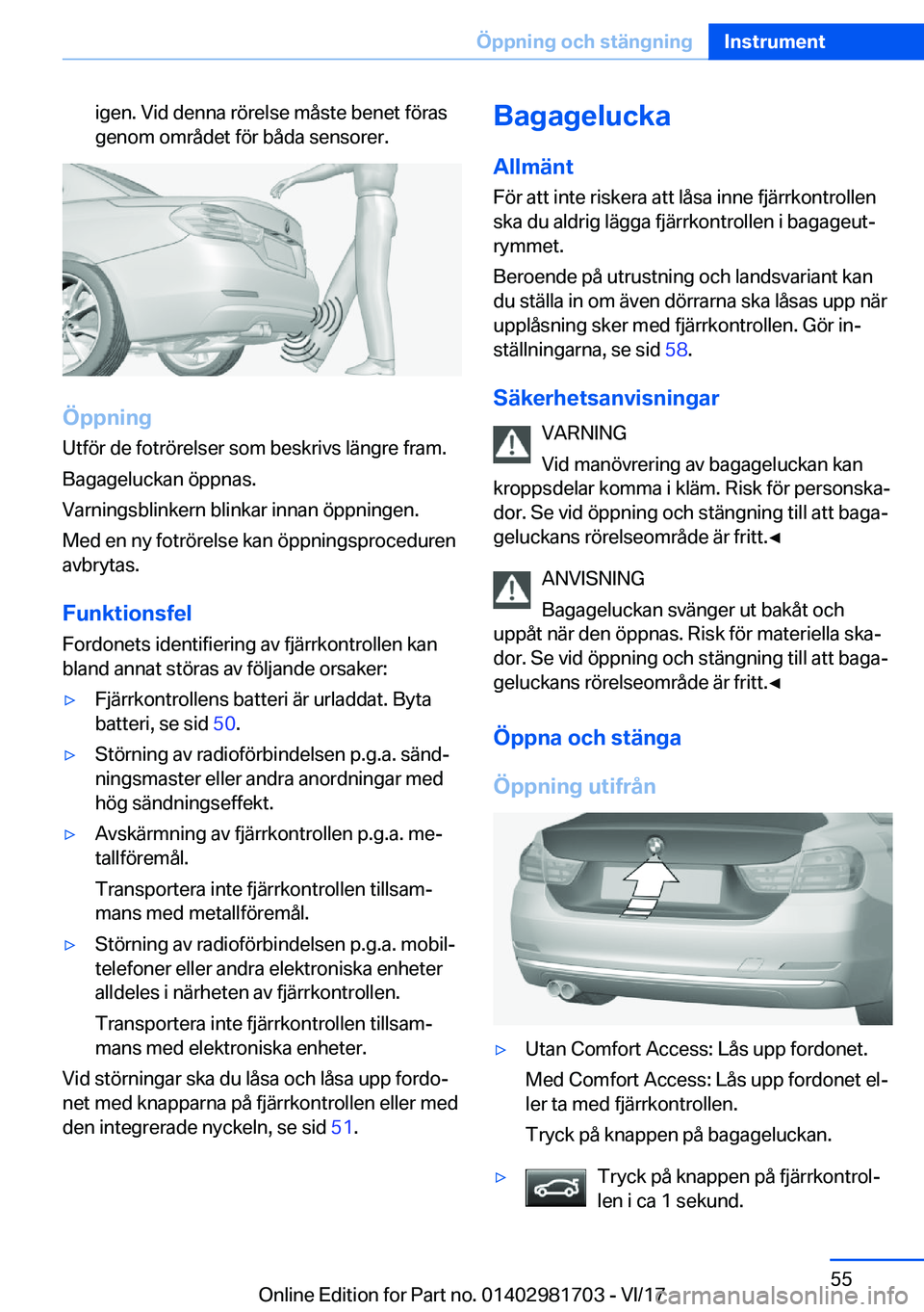 BMW M4 2018  InstruktionsbÖcker (in Swedish) �i�g�e�n�.� �V�i�d� �d�e�n�n�a� �r�