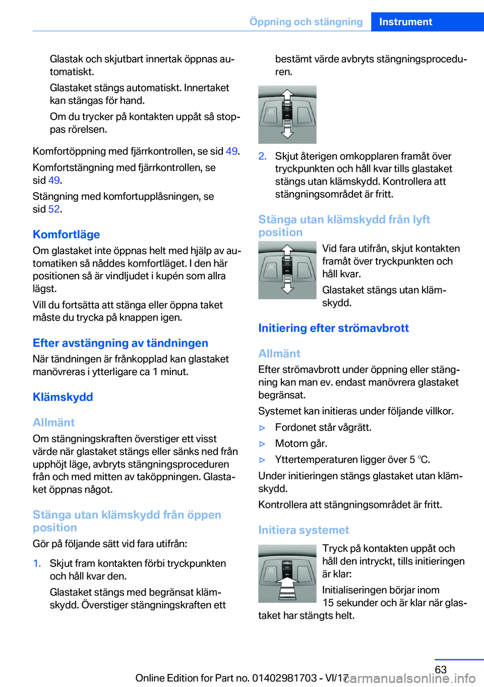 BMW M4 2018  InstruktionsbÖcker (in Swedish) �G�l�a�s�t�a�k� �o�c�h� �s�k�j�u�t�b�a�r�t� �i�n�n�e�r�t�a�k� �