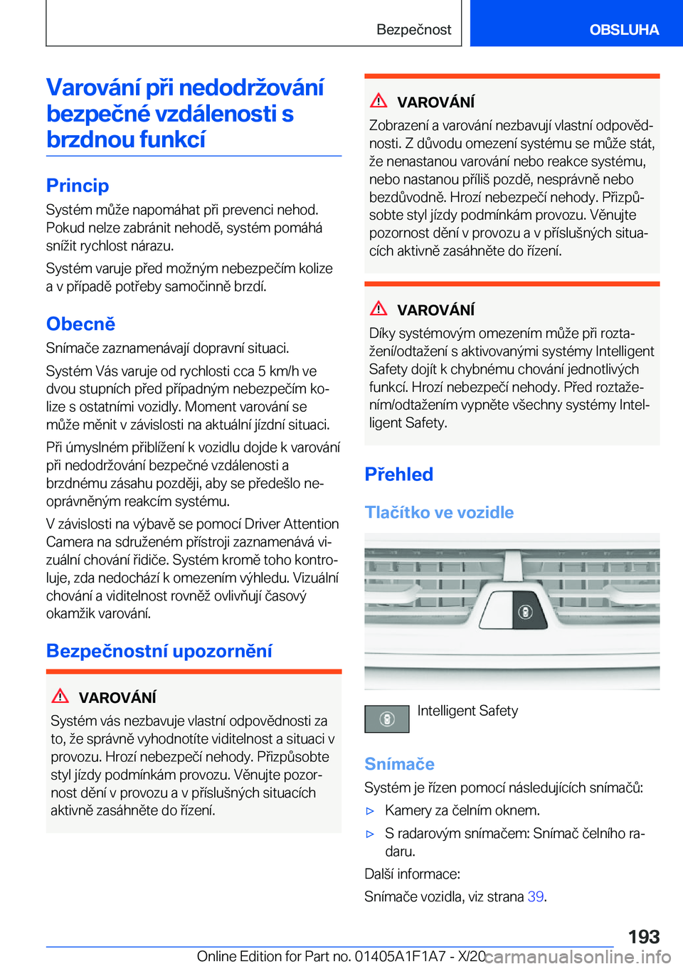 BMW M5 2021  Návod na použití (in Czech) �V�a�r�o�v�