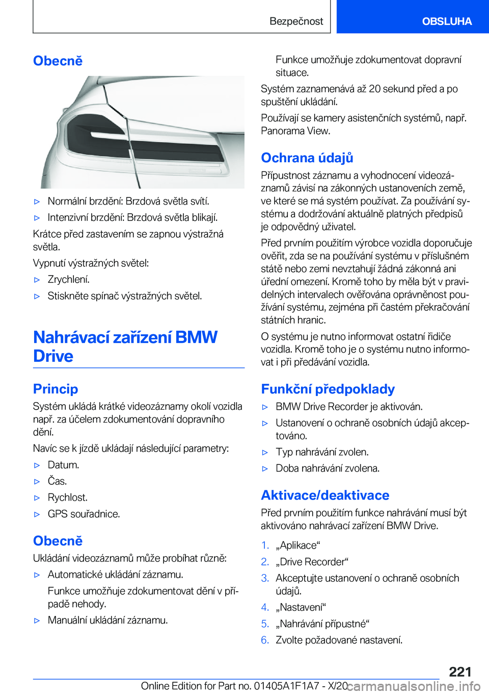 BMW M5 2021  Návod na použití (in Czech) �O�b�e�c�n�ě'x�N�o�r�m�