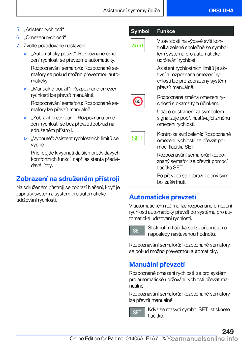 BMW M5 2021  Návod na použití (in Czech) �5�.x�A�s�i�s�t�e�n�t��r�y�c�h�l�o�s�t�iv�6�.x�O�m�e�z�e�n�
