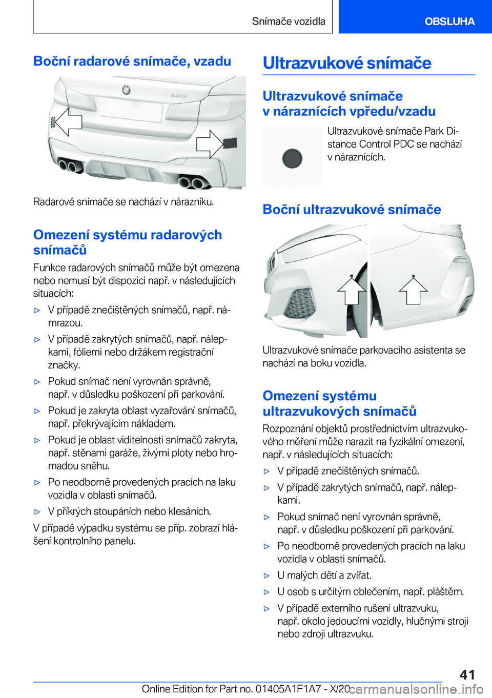 BMW M5 2021  Návod na použití (in Czech) �B�o�č�n�