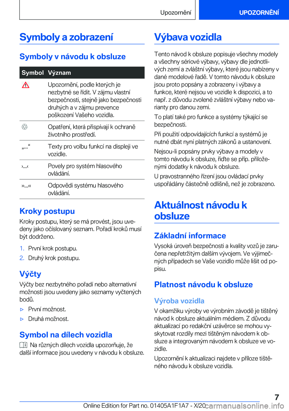 BMW M5 2021  Návod na použití (in Czech) �S�y�m�b�o�l�y��a��z�o�b�r�a�z�e�n�