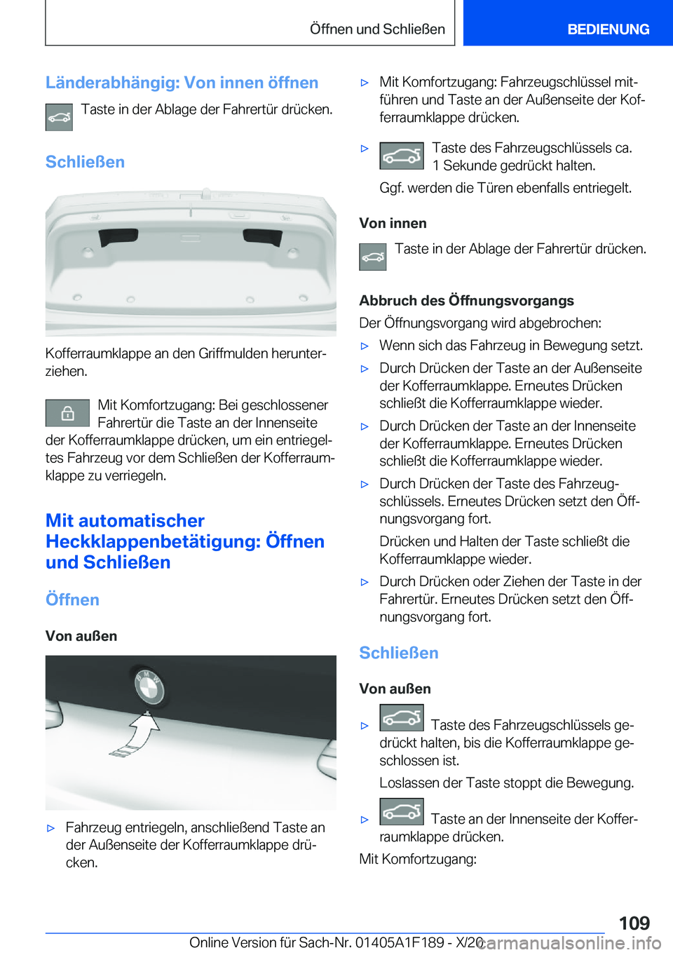 BMW M5 2021  Betriebsanleitungen (in German) �L�