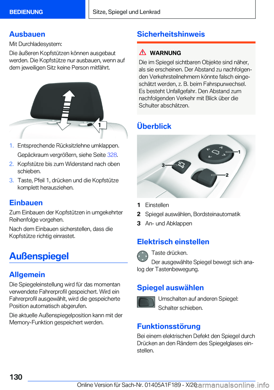 BMW M5 2021  Betriebsanleitungen (in German) �A�u�s�b�a�u�e�n
�M�i�t��D�u�r�c�h�l�a�d�e�s�y�s�t�e�m�:
�D�i�e��