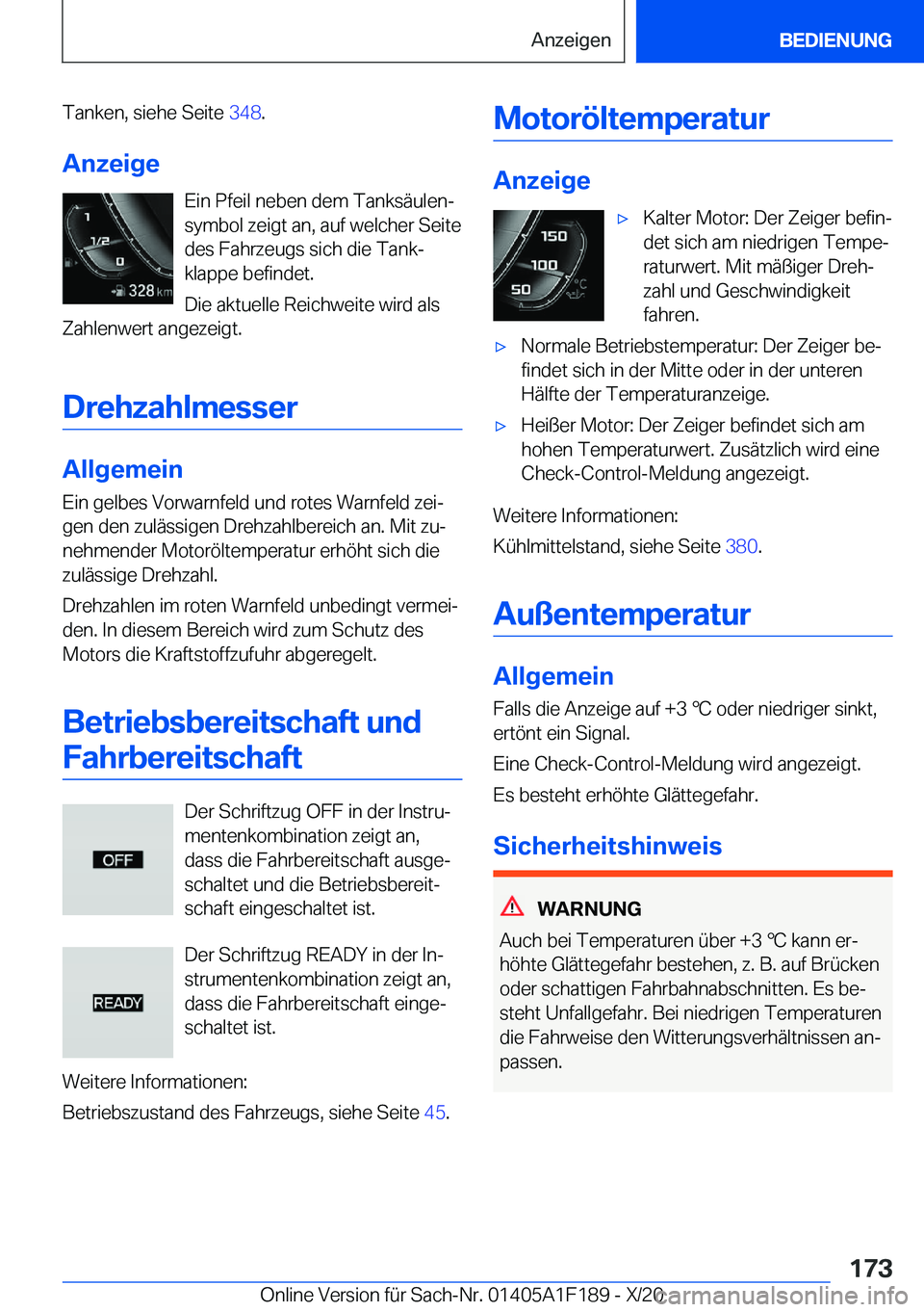 BMW M5 2021  Betriebsanleitungen (in German) �T�a�n�k�e�n�,��s�i�e�h�e��S�e�i�t�e��3�4�8�.
�A�n�z�e�i�g�e �E�i�n��P�f�e�i�l��n�e�b�e�n��d�e�m��T�a�n�k�s�