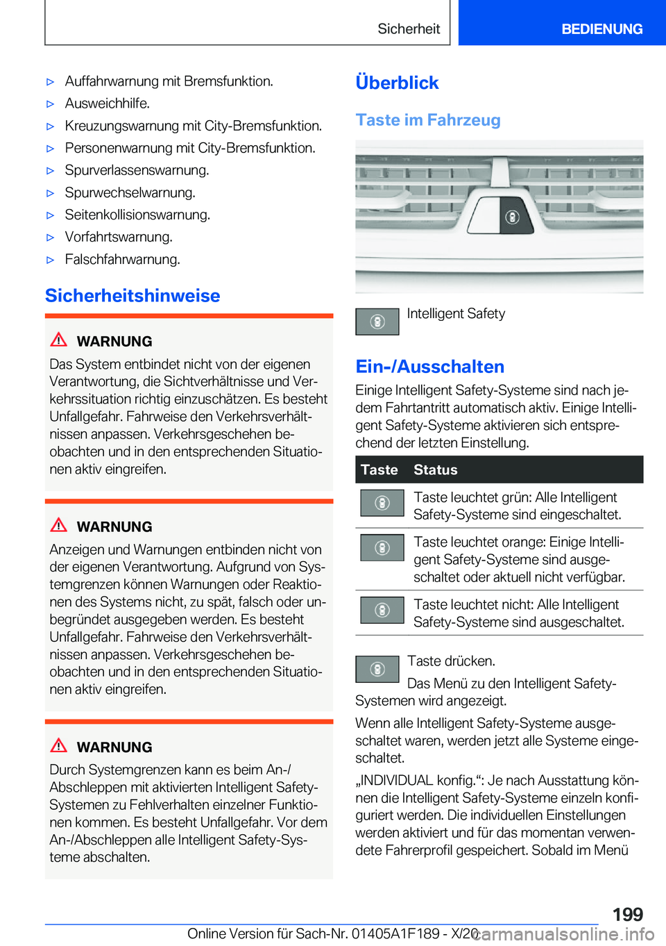 BMW M5 2021  Betriebsanleitungen (in German) 'x�A�u�f�f�a�h�r�w�a�r�n�u�n�g��m�i�t��B�r�e�m�s�f�u�n�k�t�i�o�n�.'x�A�u�s�w�e�i�c�h�h�i�l�f�e�.'x�K�r�e�u�z�u�n�g�s�w�a�r�n�u�n�g��m�i�t��C�i�t�y�-�B�r�e�m�s�f�u�n�k�t�i�o�n�.'x�P