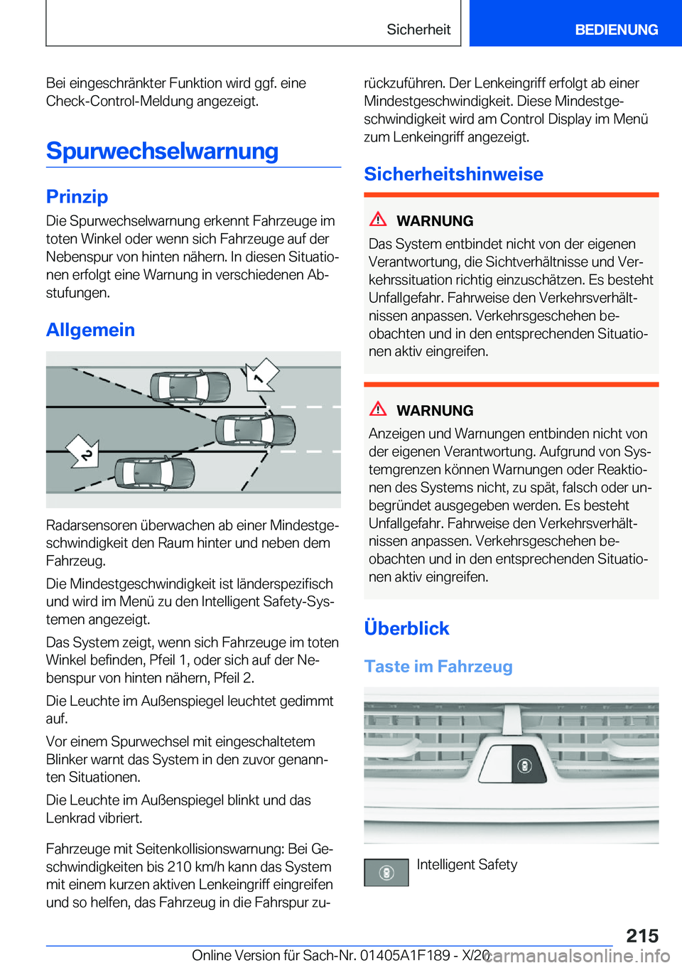 BMW M5 2021  Betriebsanleitungen (in German) �B�e�i��e�i�n�g�e�s�c�h�r�
