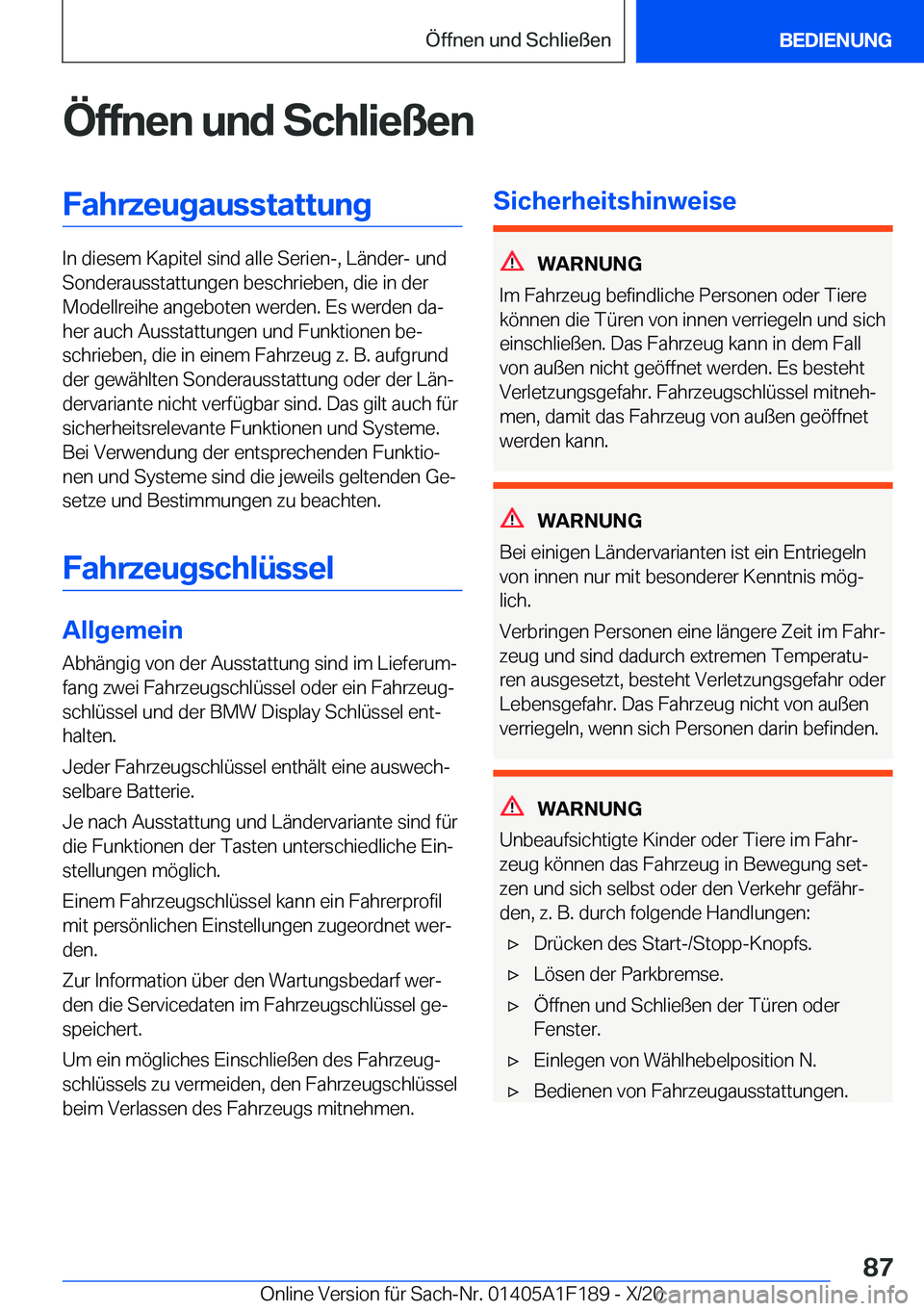 BMW M5 2021  Betriebsanleitungen (in German) �