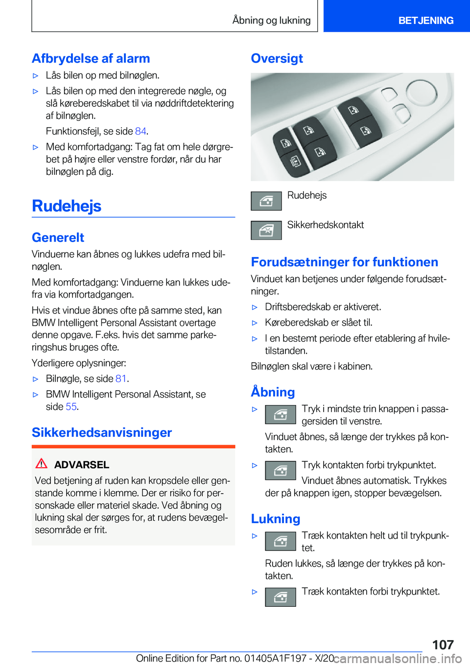 BMW M5 2021  InstruktionsbØger (in Danish) �A�f�b�r�y�d�e�l�s�e��a�f��a�l�a�r�m'x�L�å�s��b�i�l�e�n��o�p��m�e�d��b�i�l�n�